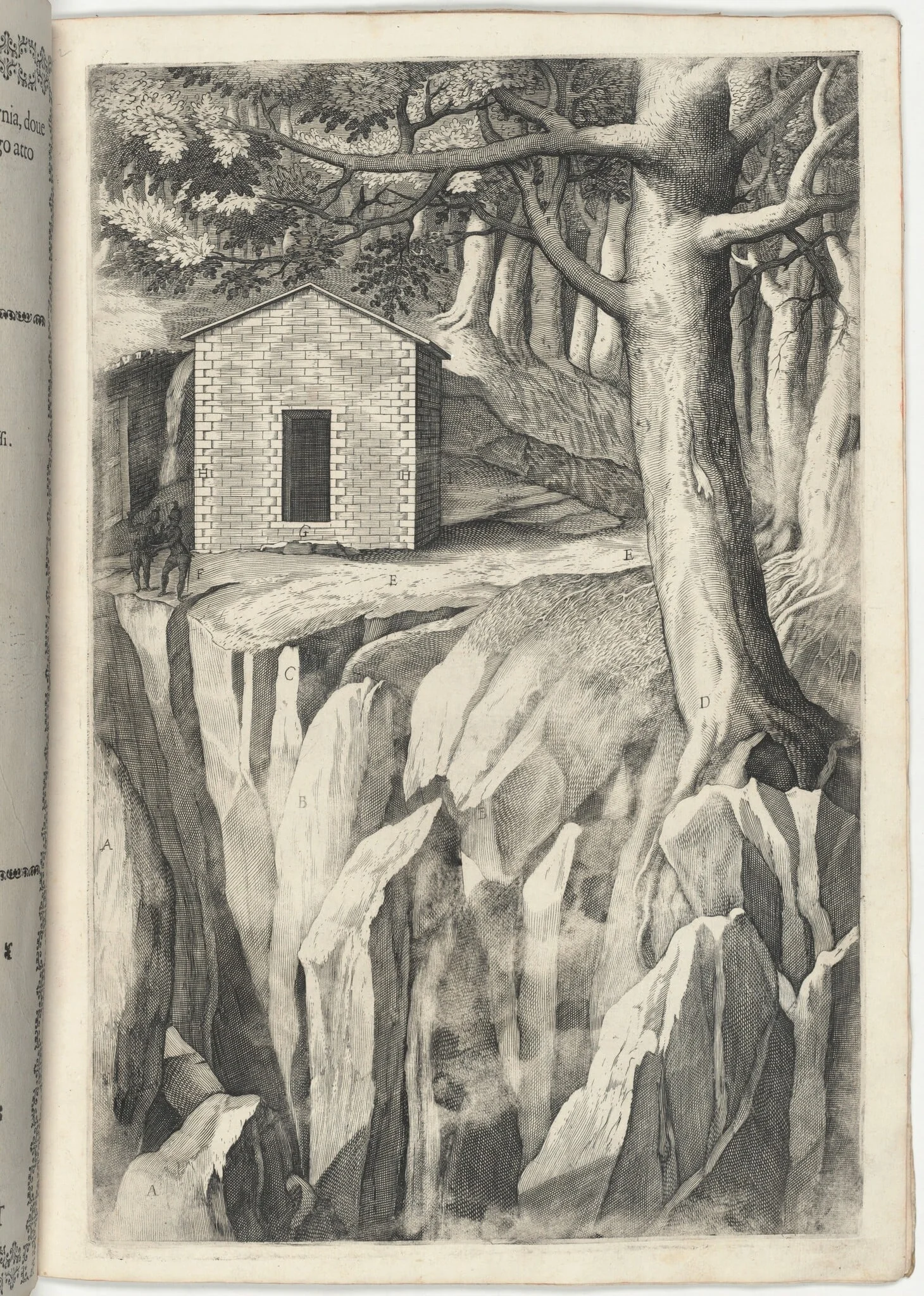 Monastic Cell of the Blessed John of La Verna (Cella del beato Giovanni della Verna) [plate T], by Jacopo Ligozzi, ink, 1612