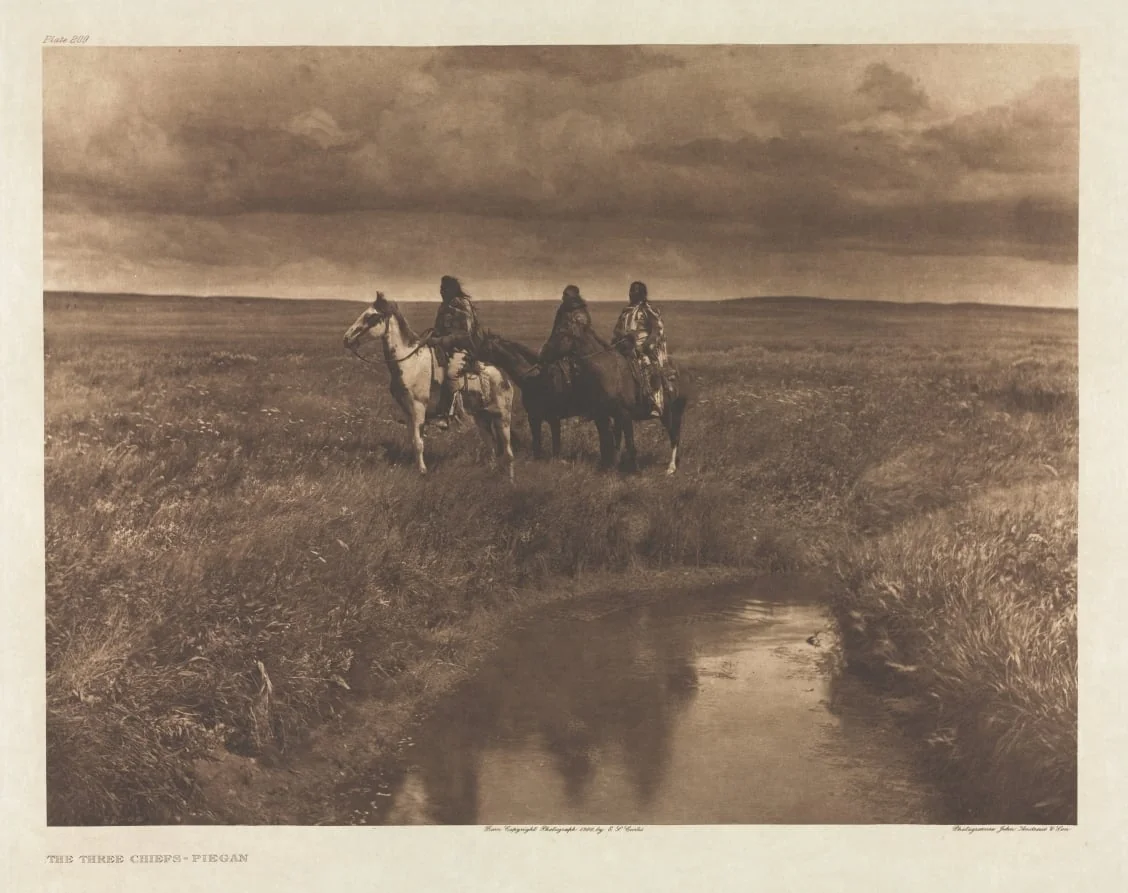 Portfolio VI, Plate 209: The Three Chiefs - Piegan, by Edward S. Curtis, 1900