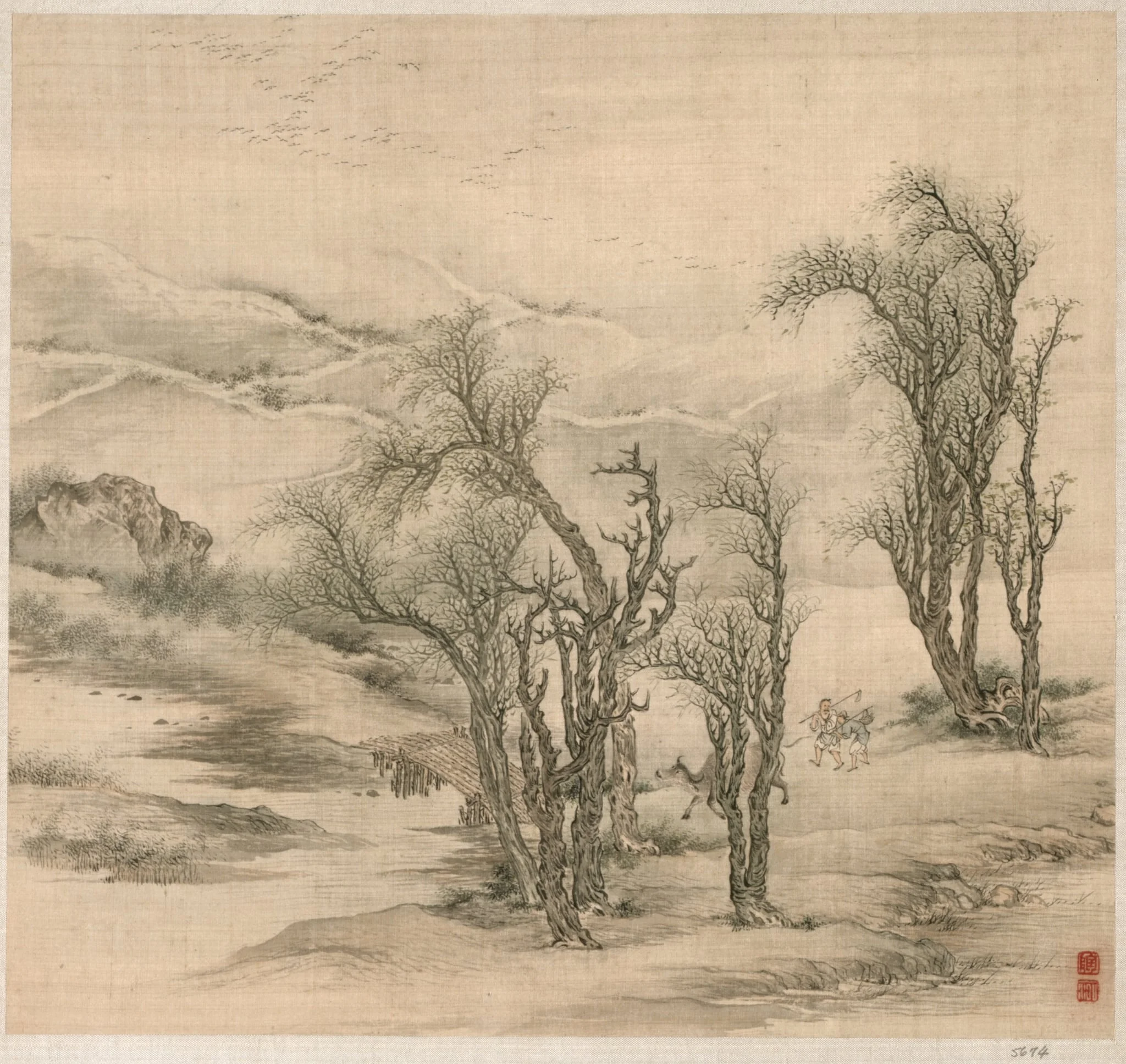 Returning Peasants in a Spring Evening, by Tao Hong, unspecified, 1604