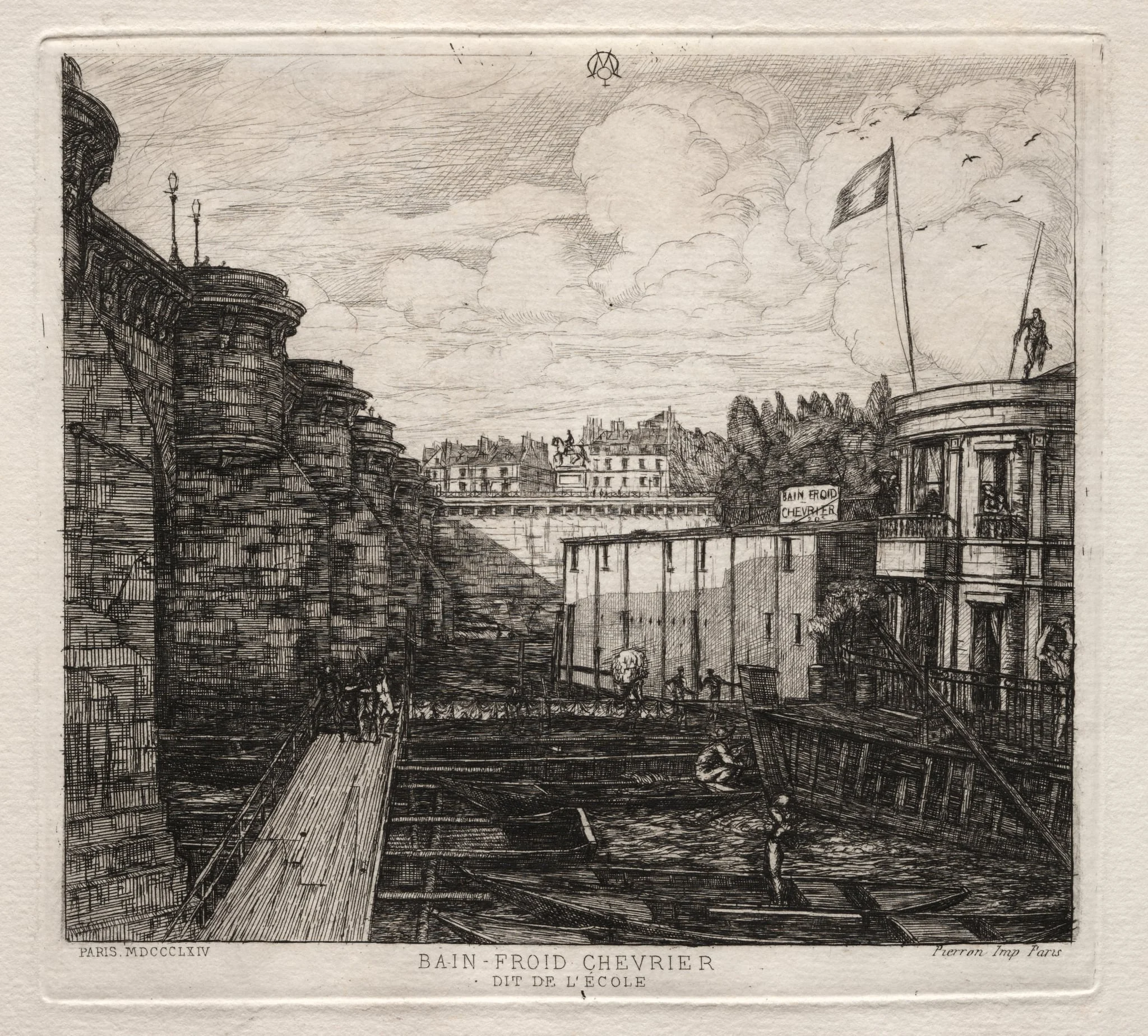 Chevrier's Cold Bath Establishment, Paris, by Charles Meryon, 1864