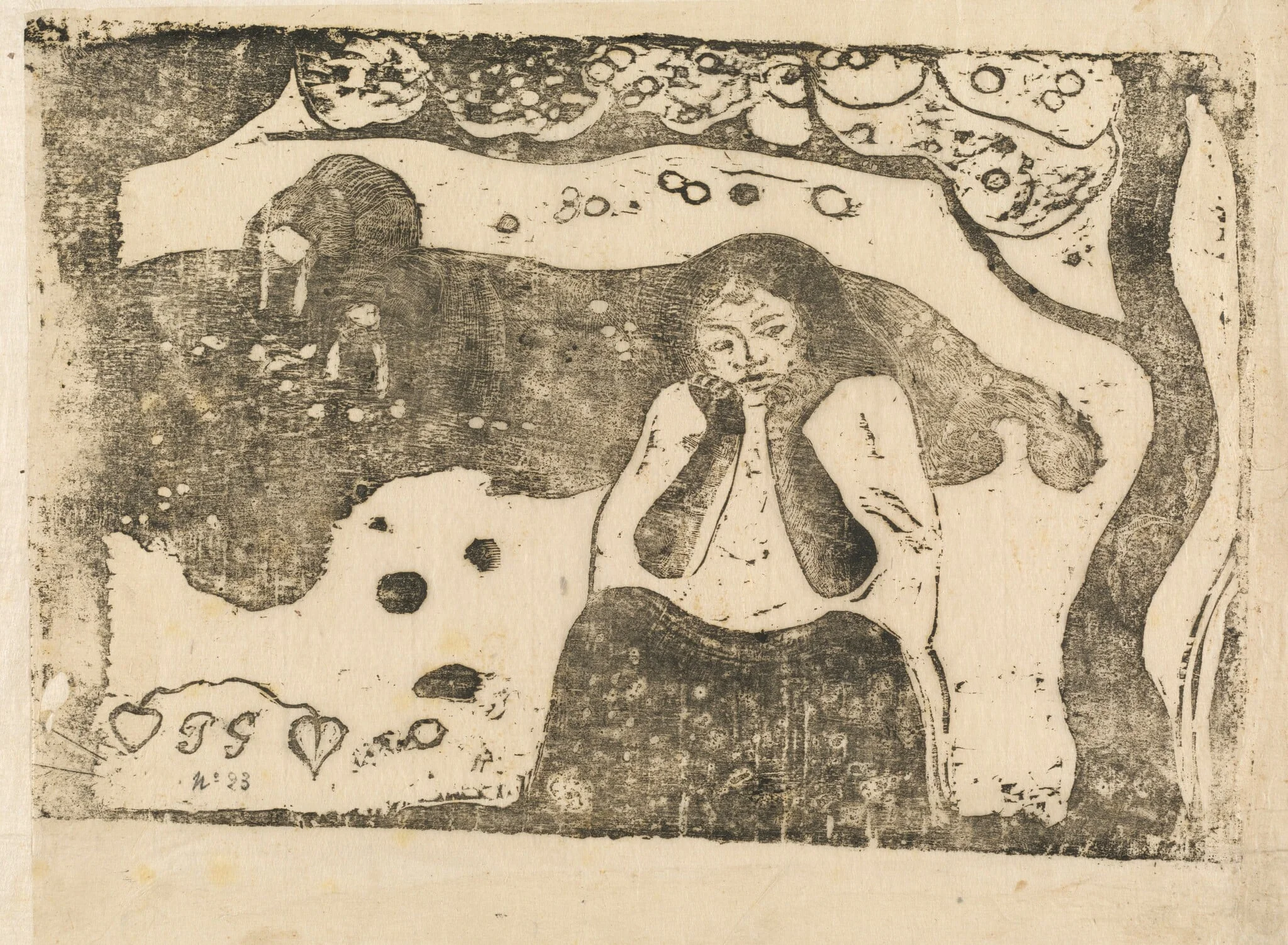 Human Misery (Misères humaines), by Paul Gauguin, ink, 1898