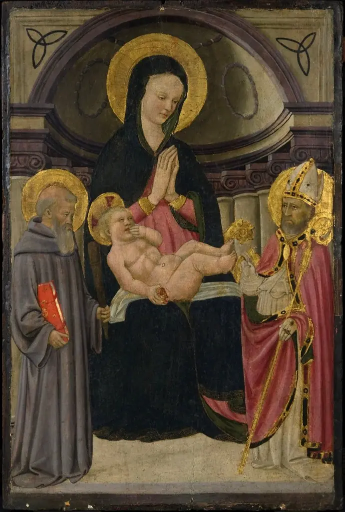 Virgin and Child Enthroned with Saint Benedict and a Bishop Saint