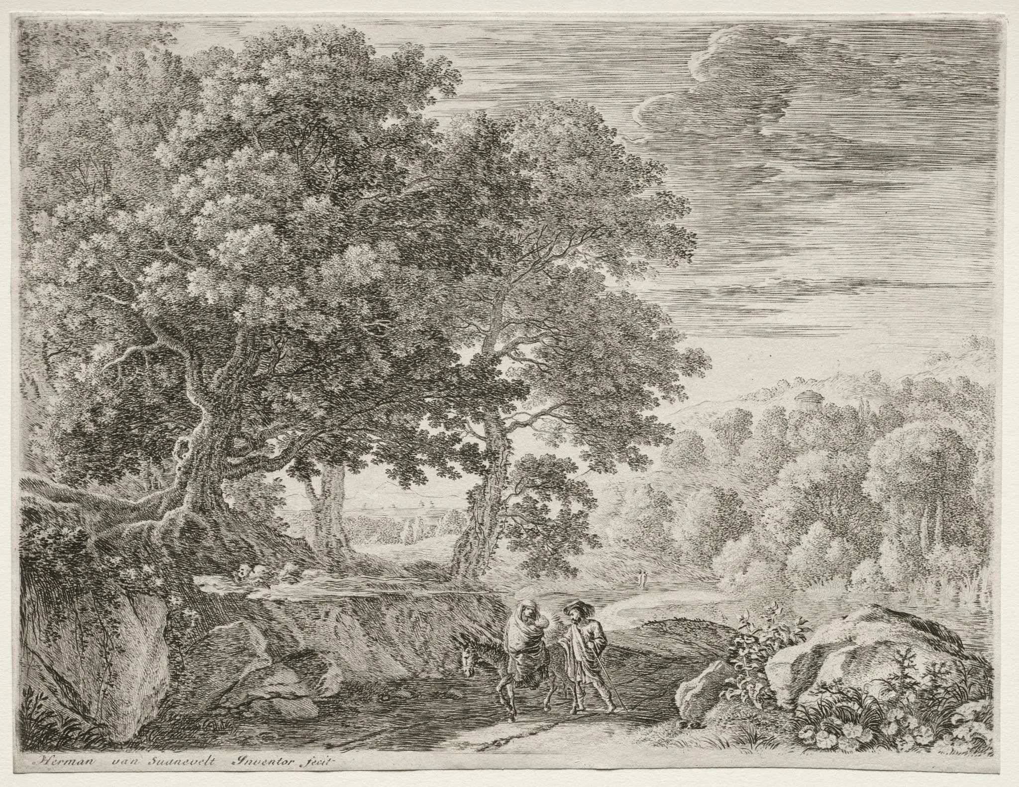 The Flight into Egypt:  The Holy Family, by Herman van Swanevelt, 1653