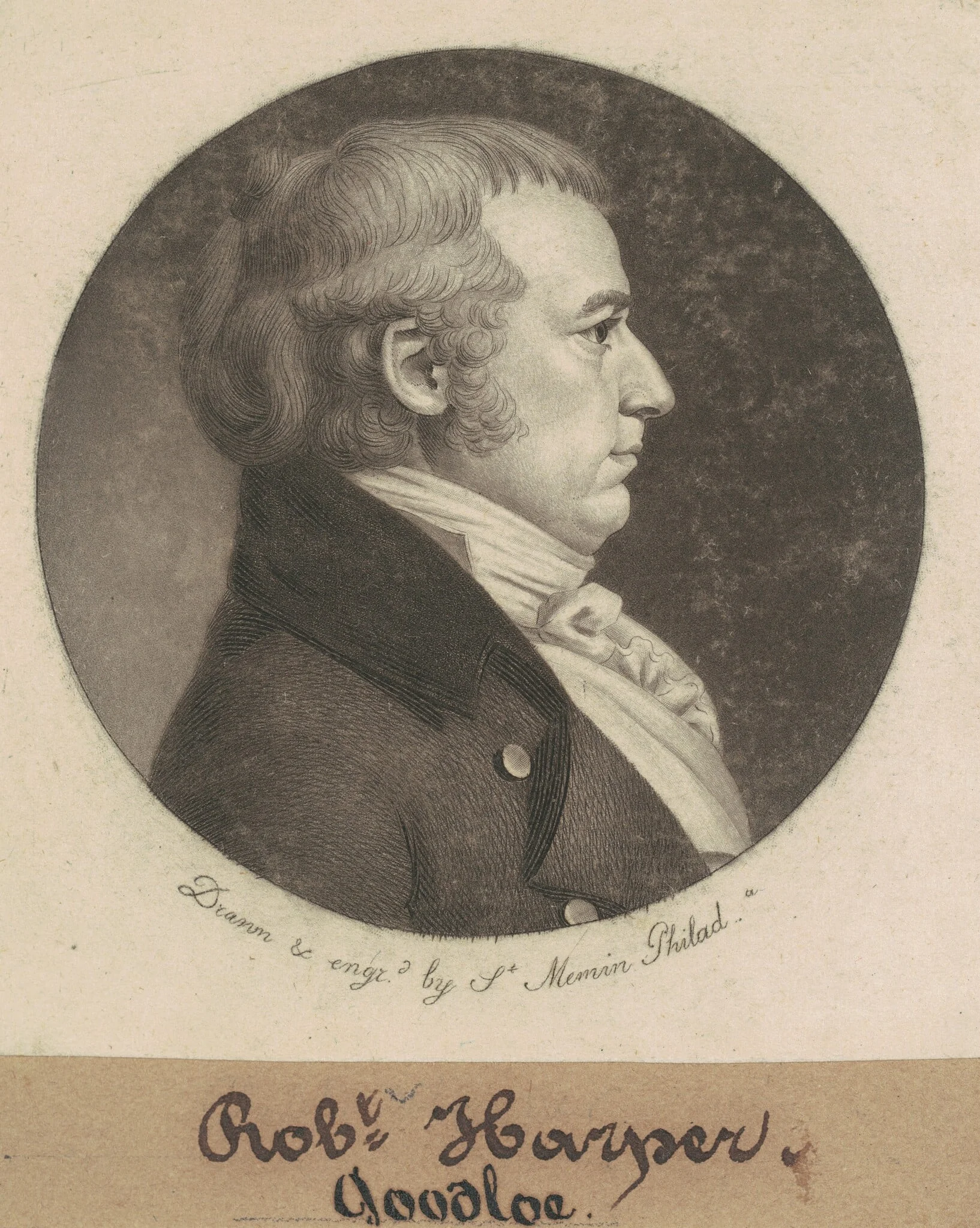 Robert Goodloe Harper, by Charles Balthazar Julien Févret de Saint-Mémin, ink, 1799