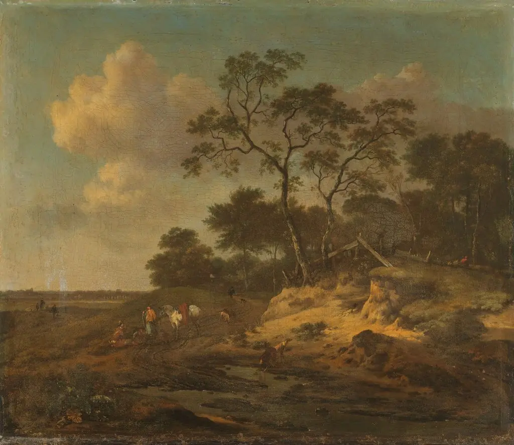 Dune landscape with resting hunters