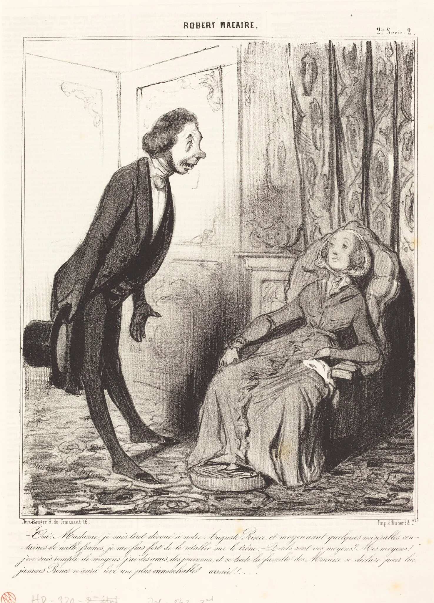 Oui, Madame, je suis tout dévoué a notre... Prince..., by Honoré Daumier, ink, 1841