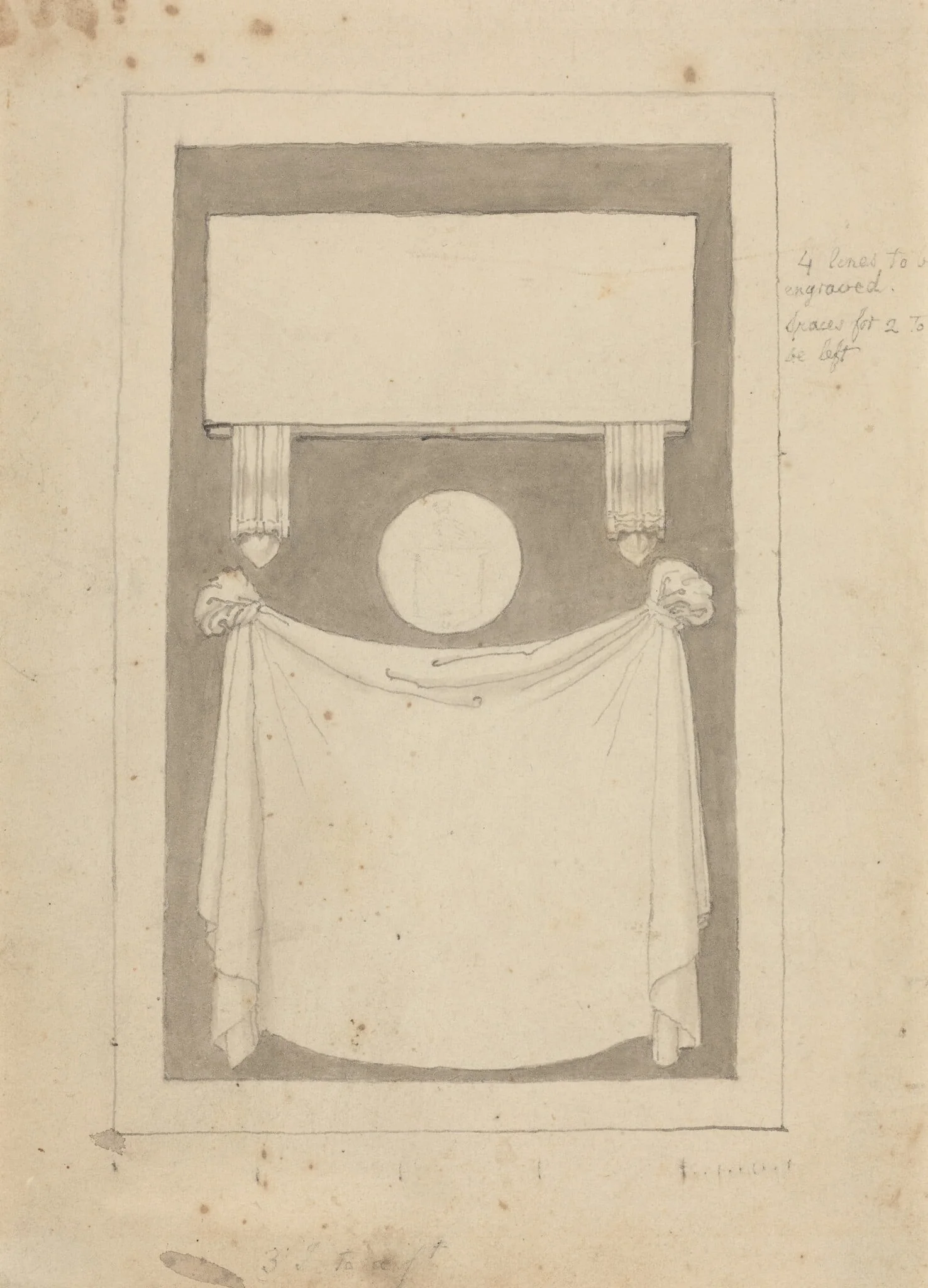 Three Inscription Fields, by John Flaxman, ink, 1790