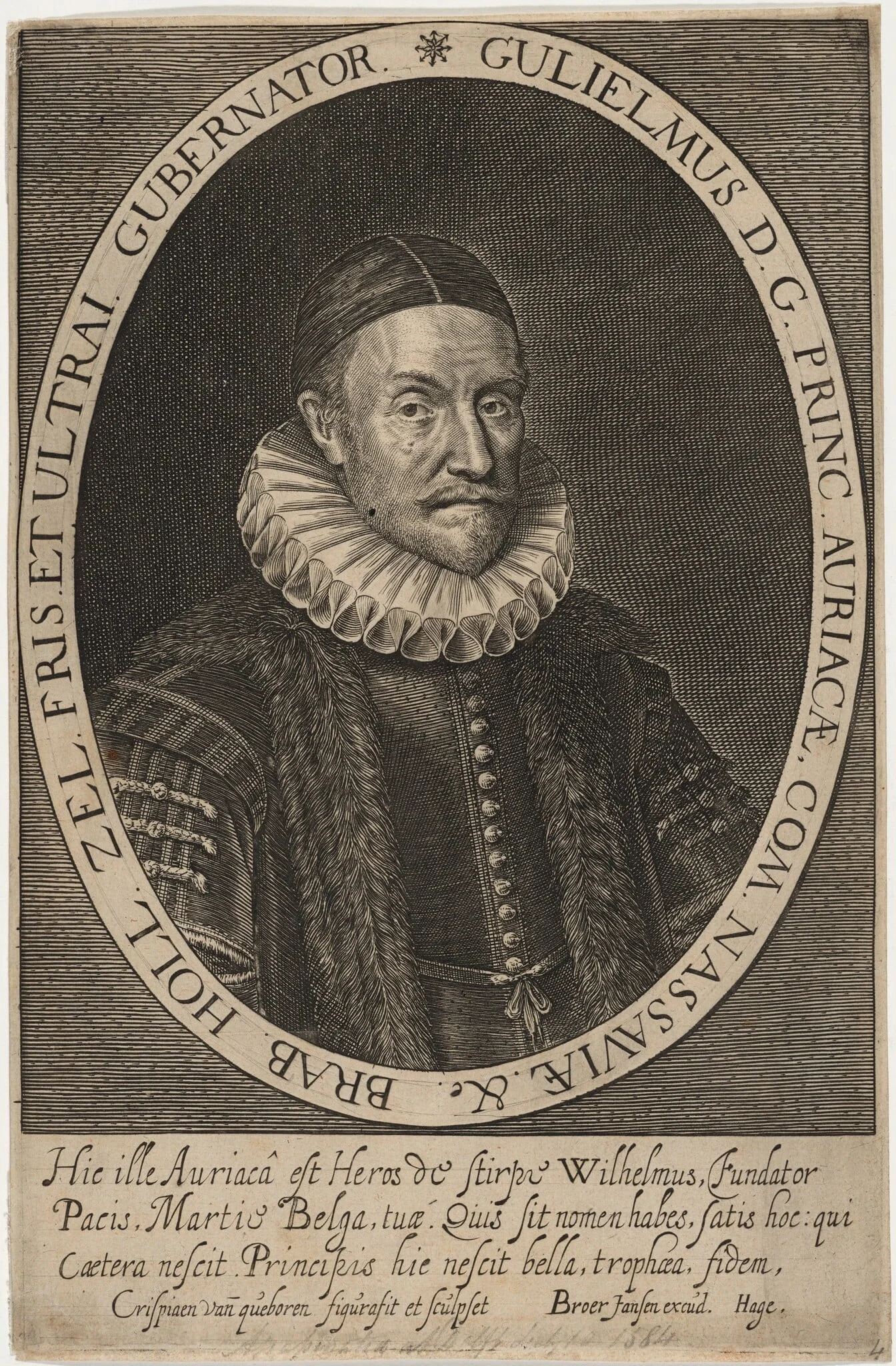 William I, Prince of Orange, by Crispyn van den Queboorn, ink, 1628