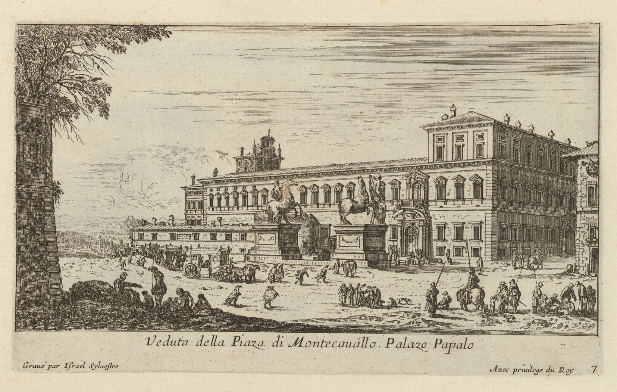 Veduta della Piaza di Montecavallo, by Israël Silvestre, ink, 1650