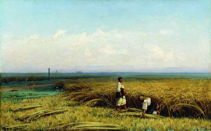 Harvesting, by Vladimir Orlovsky, oil, 1892