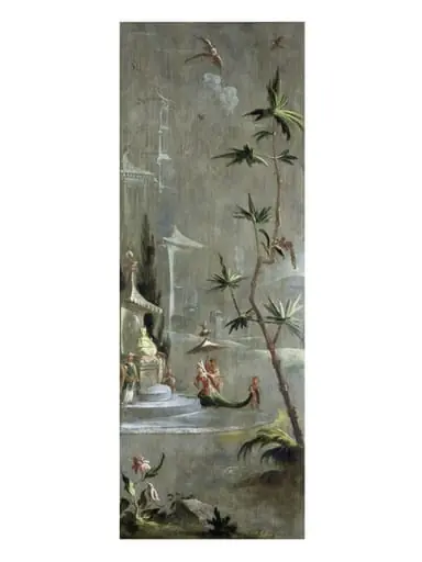 A Chinese Princess at a Shrine (one of eleven panels with Chinoiserie decoration)