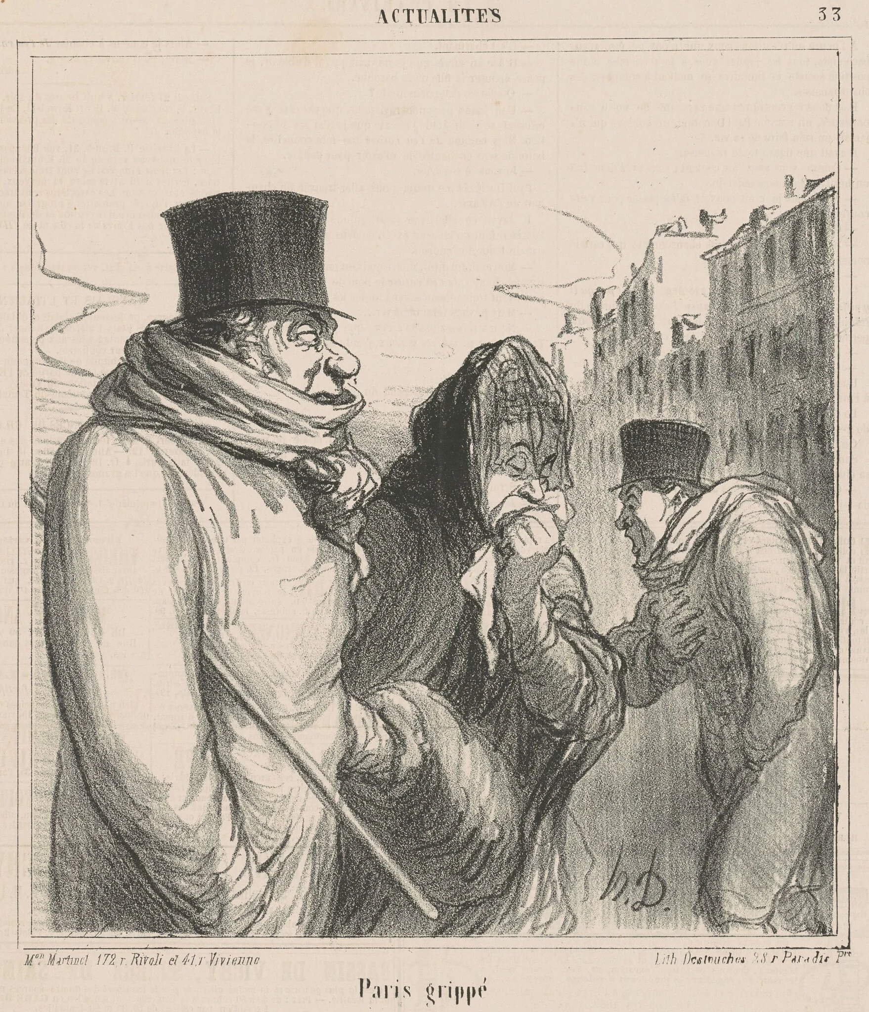 Paris grippé, by Honoré Daumier, ink, 1864