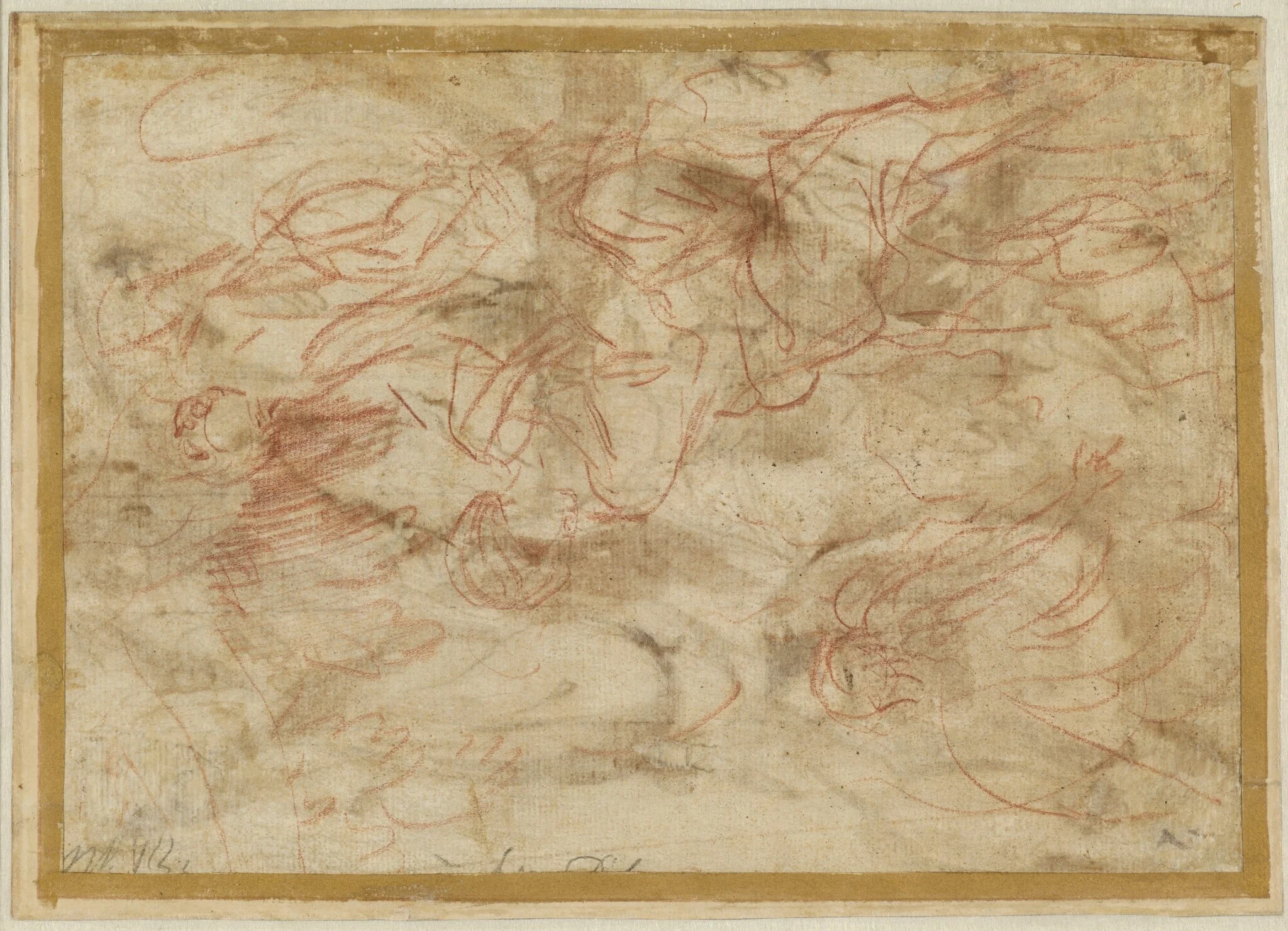 The Angel Appearing to Hagar in the Desert, by Pier Francesco Mola, chalk, 1660