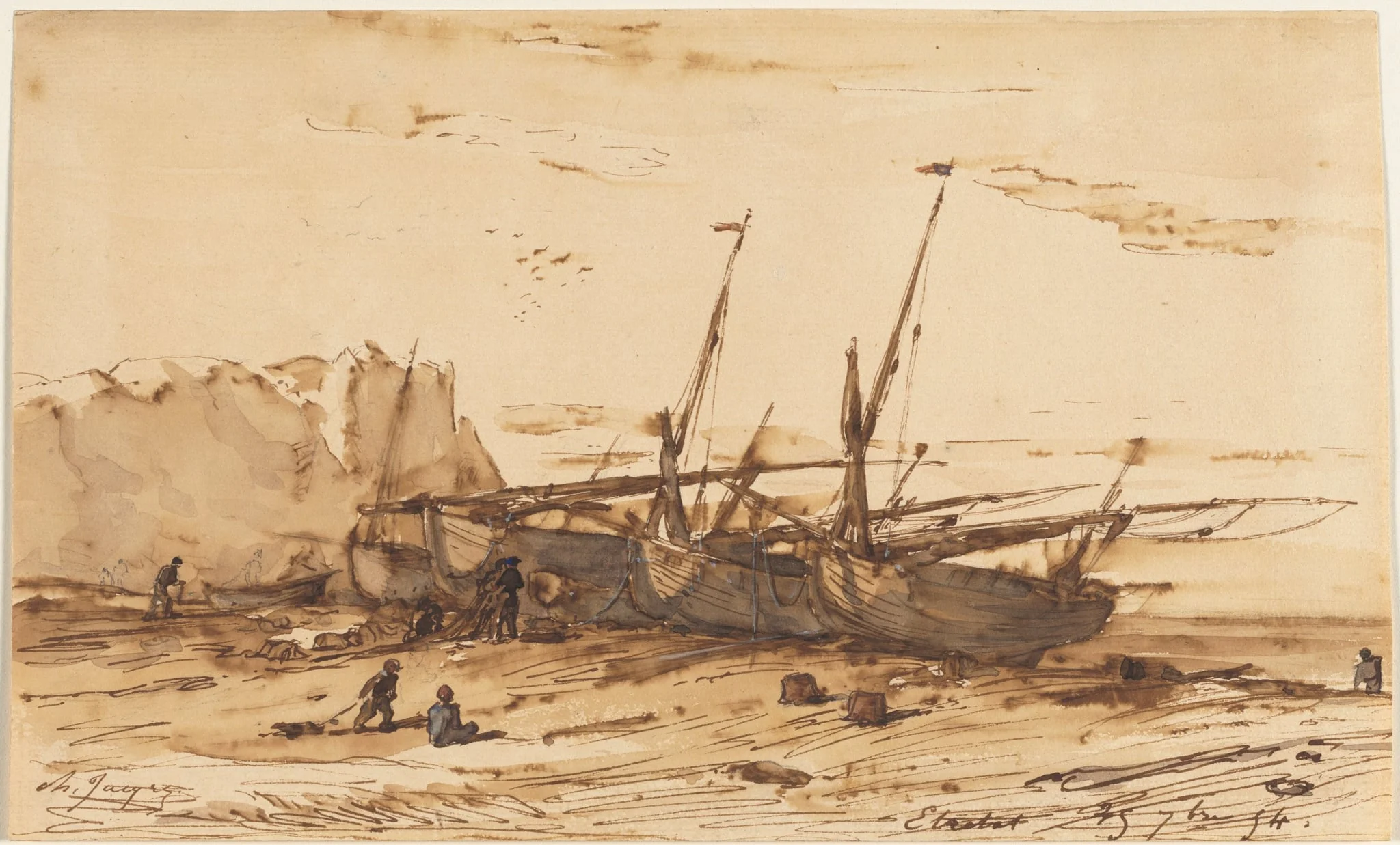 Étretat, by Charles Jacque, 1854