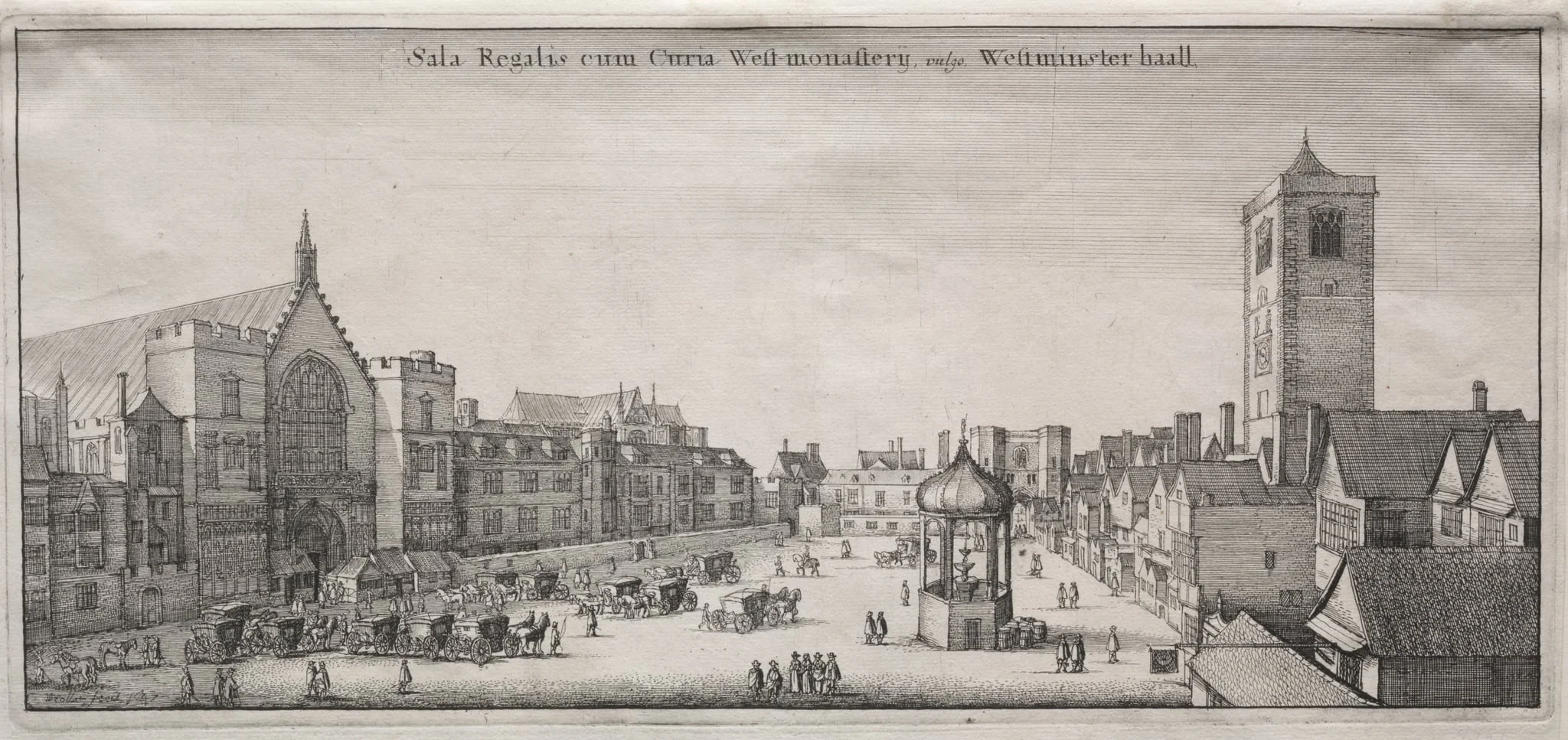 View of London:  New Palace Yard with Westminster Hall, and the Clock House, by Wenceslaus Hollar, 1647