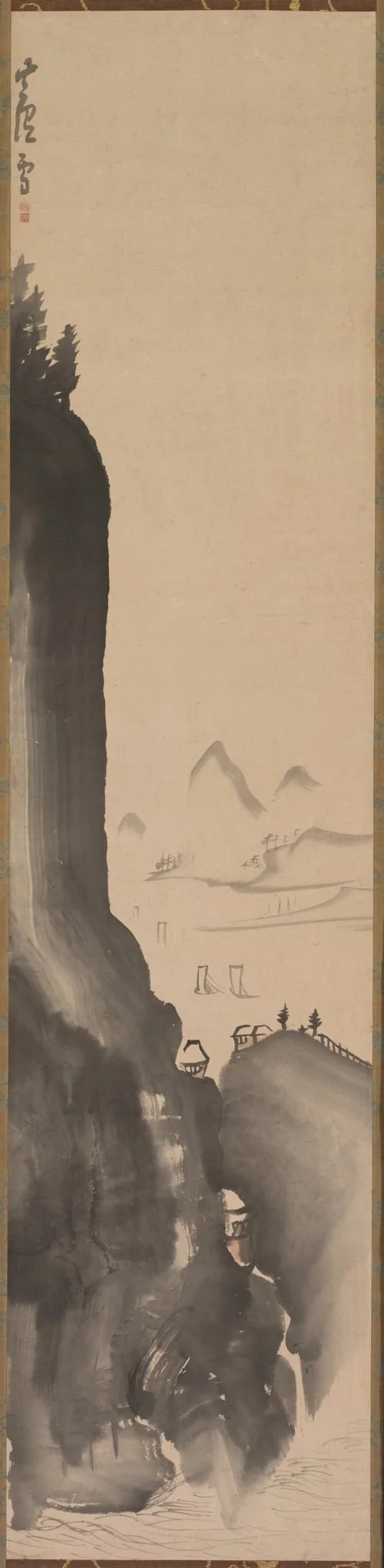 Mountains and Distant Boats, by Nagasawa Rosetsu, unspecified, 1704