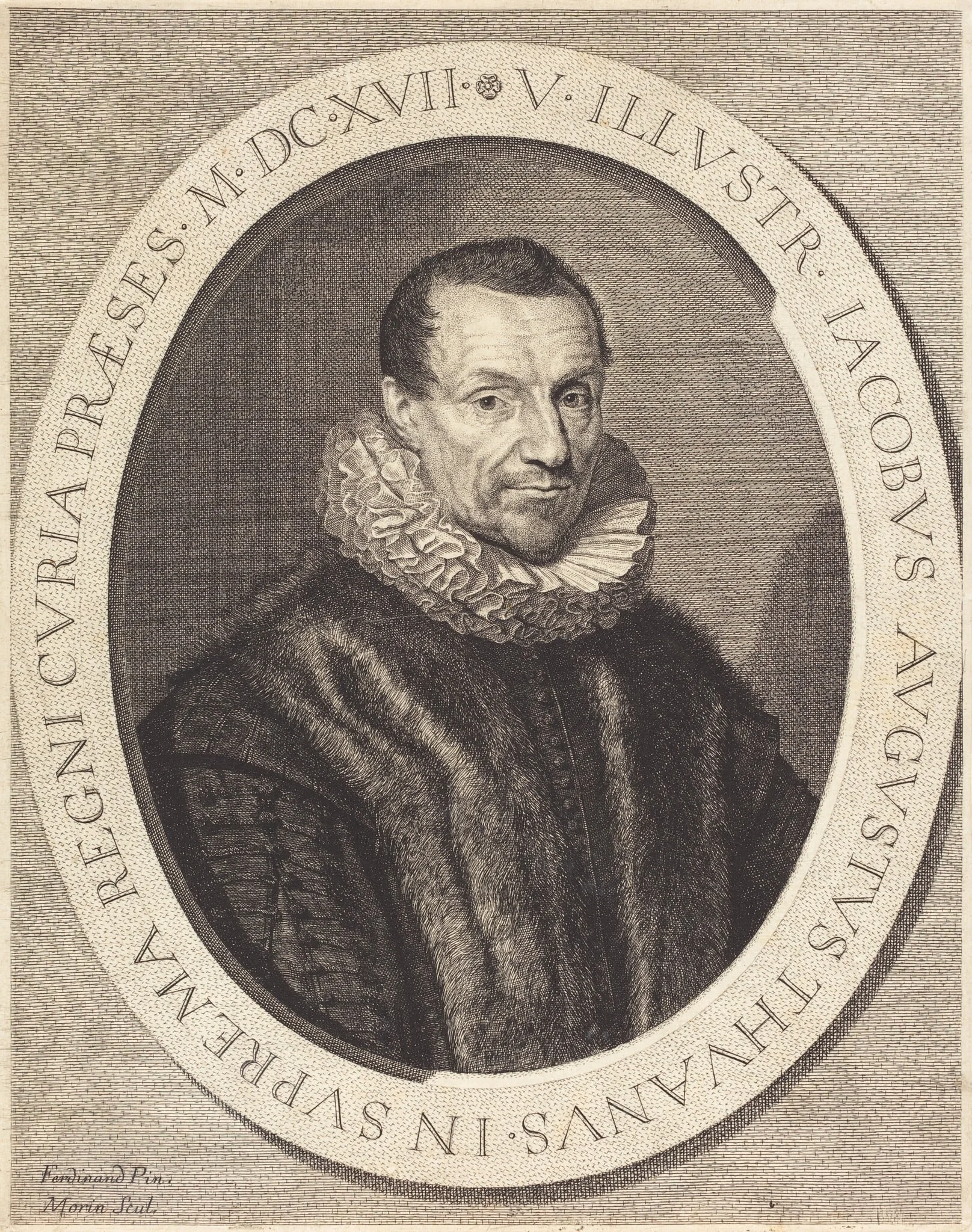 Jacques Auguste de Thou, by Jean Morin, ink, 1625