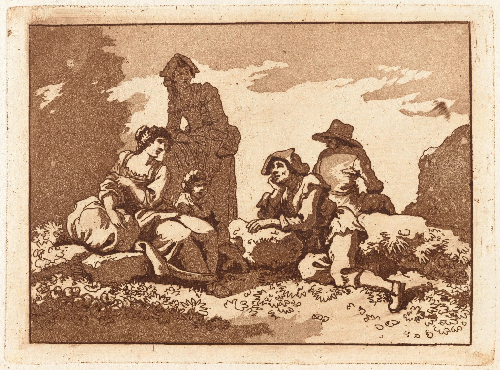 Family at Rest, by Carlo Labruzzi, ink, 1788