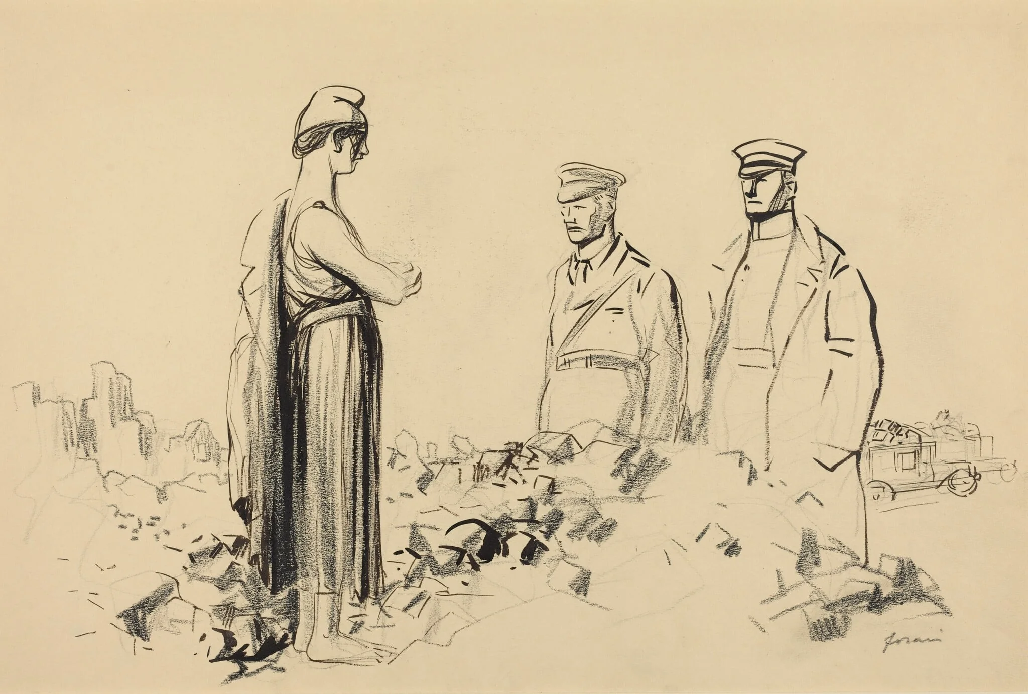 Toward Peace, by Jean-Louis Forain, ink, 1916