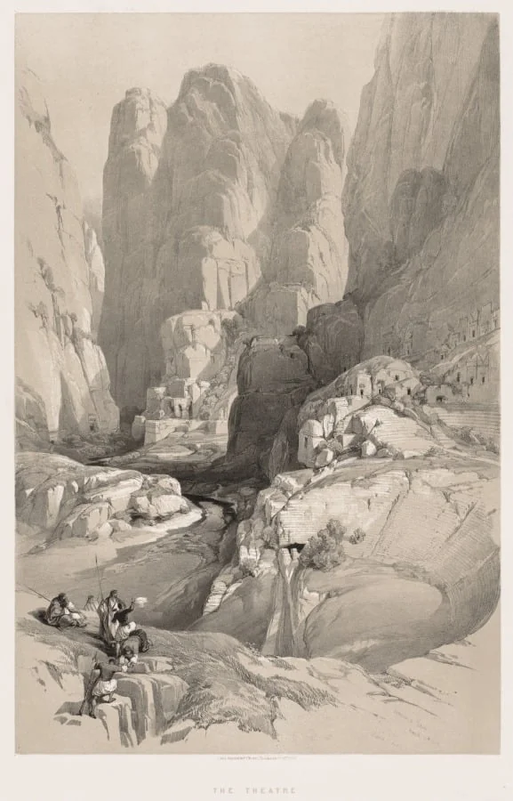 The Holy Land, Syria, Idumea, Arabia, Egypt & Nubia (Vol. III): Entrance to Petra, by Louis Haghe, 1842