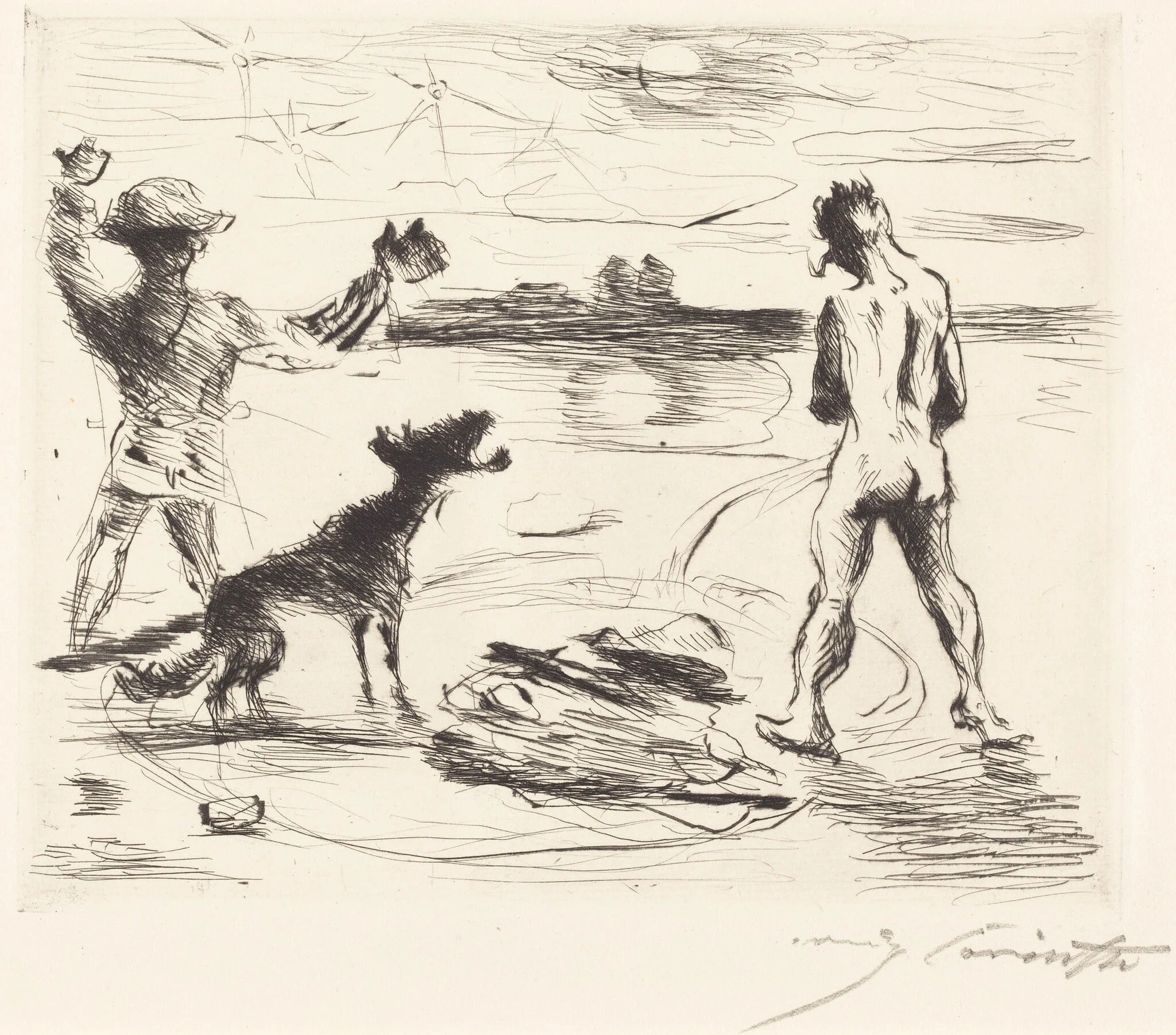 Das Gastmahl des Trimalchio: pl. VII (The Banquet of Trimalchio: pl. VII), by Lovis Corinth, ink, 1919