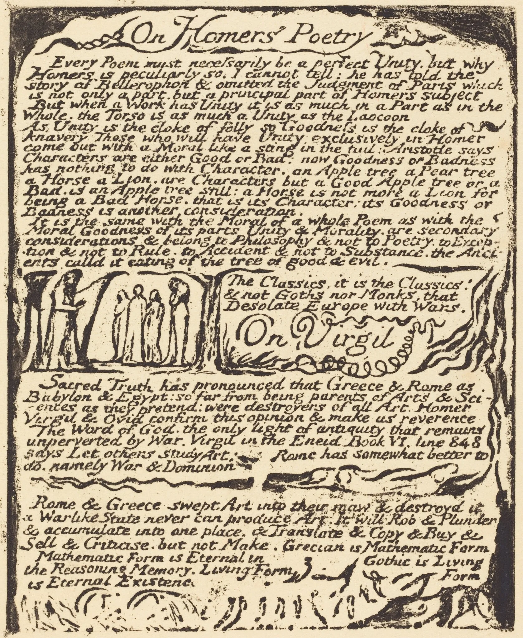 On Homer's Poetry (and) On Virgil, by William Blake, ink, 1822
