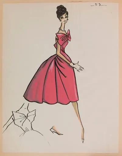 Robe rose à gros noeud sur la poitrine