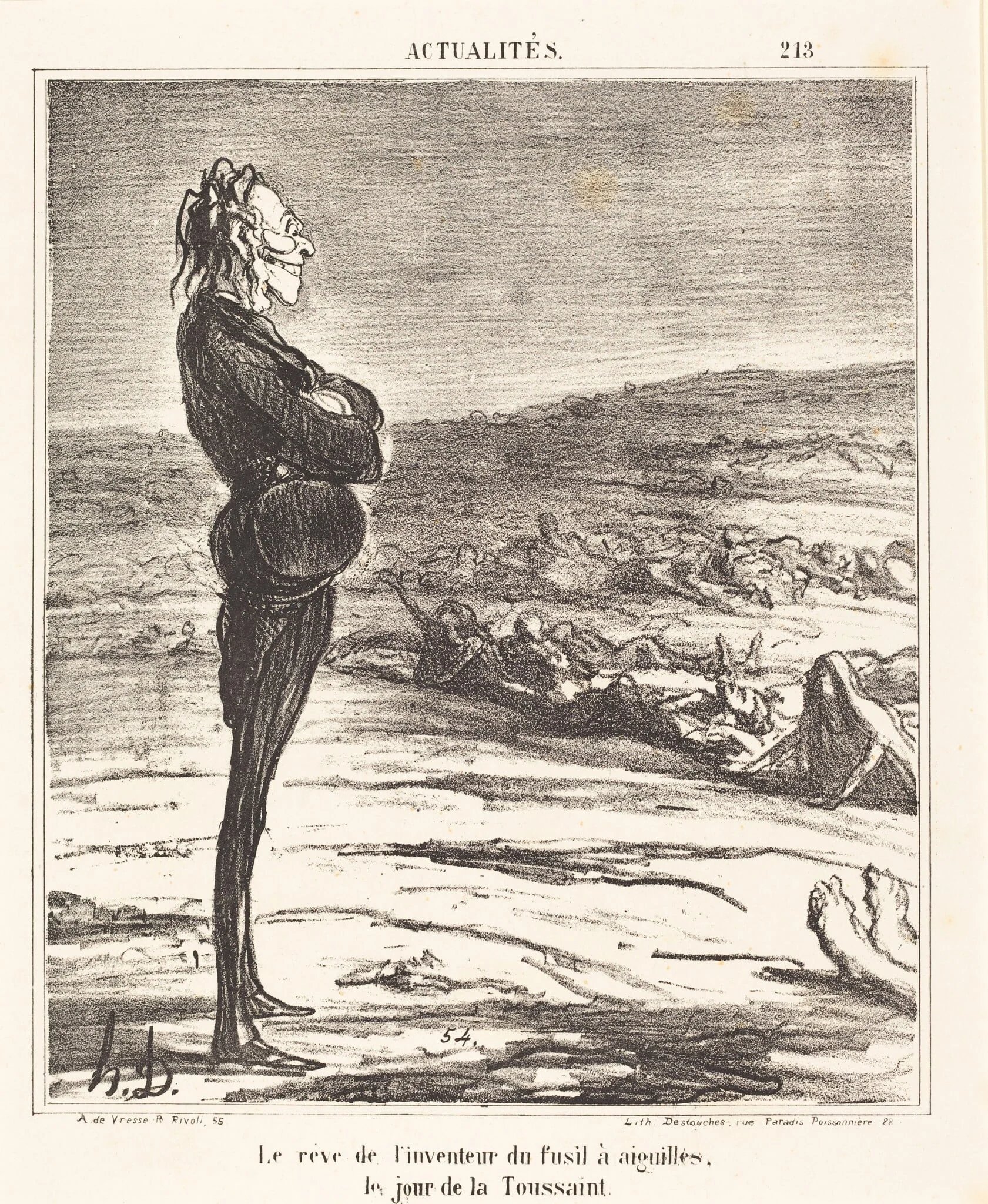 Le Rêve de l'inventeur du fusil a aiguilles..., by Honoré Daumier, ink, 1866