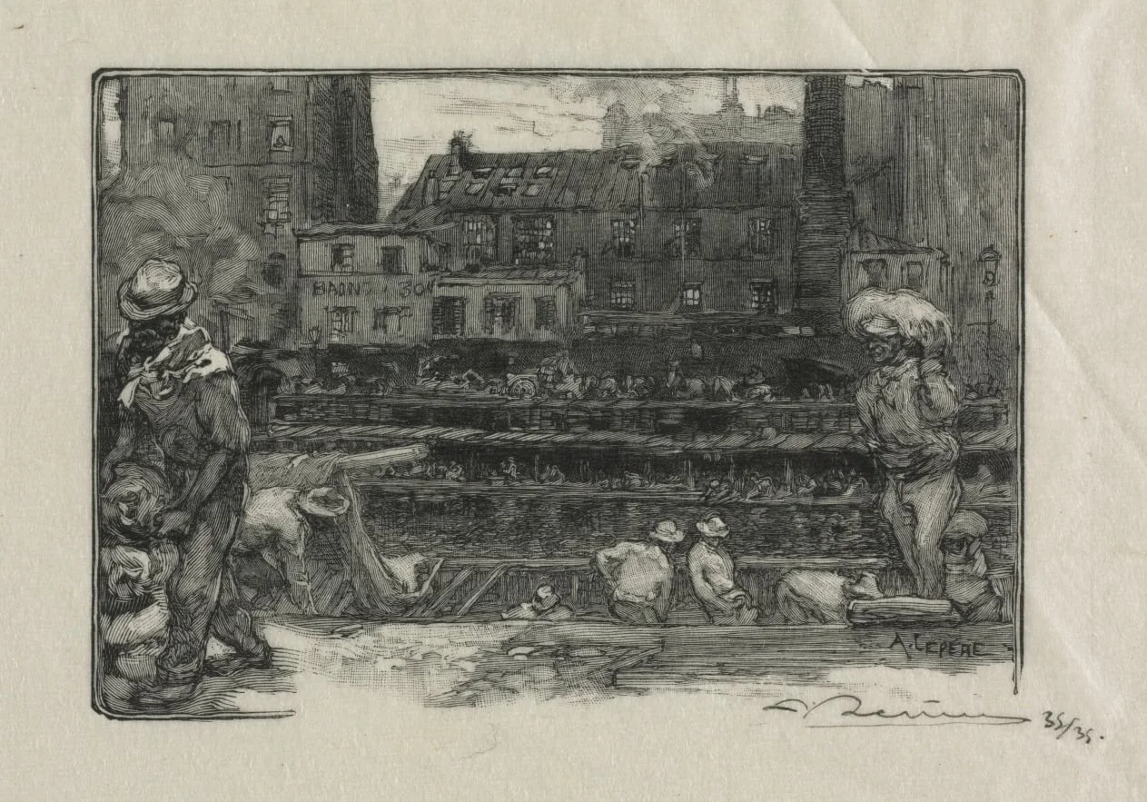 Unloaders of Plaster (Canal St. Martin), by Auguste Lepère, 1890