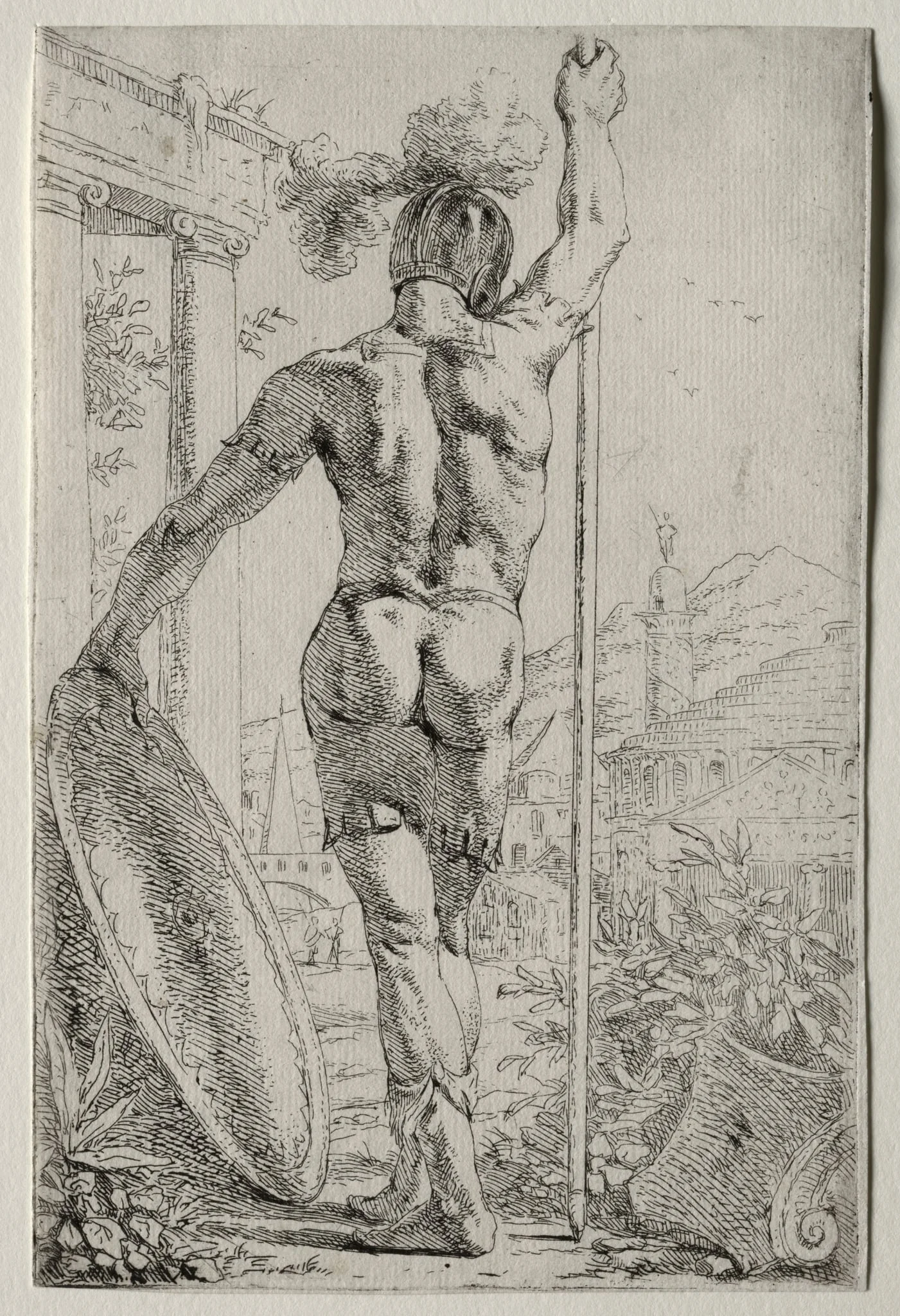 A Soldier Standing, Seen from Behind, by Leendert van der Cooghen, 1655