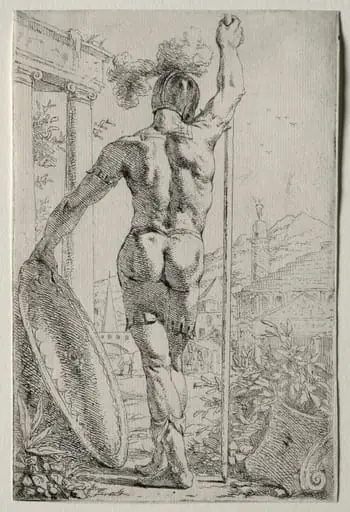 A Soldier Standing, Seen from Behind