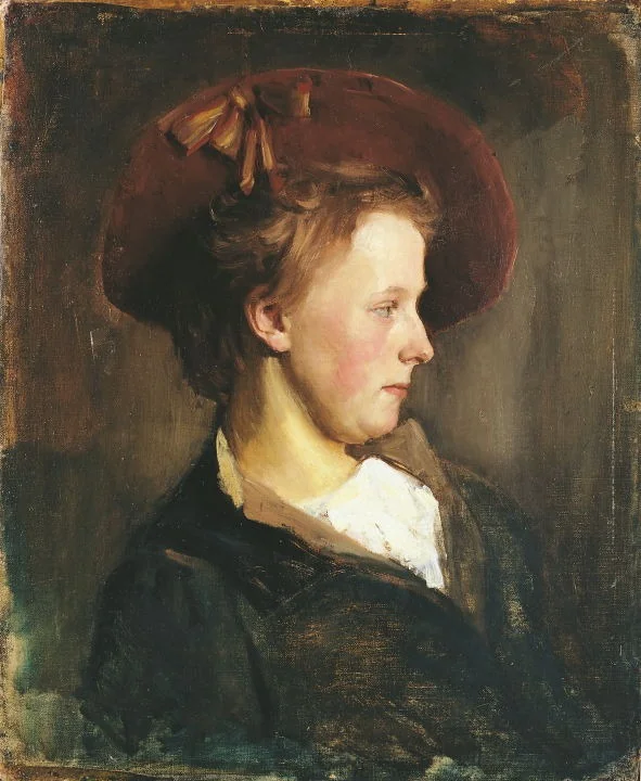 A Lady in a Red Hat, by Paul Raud, oil, 1897