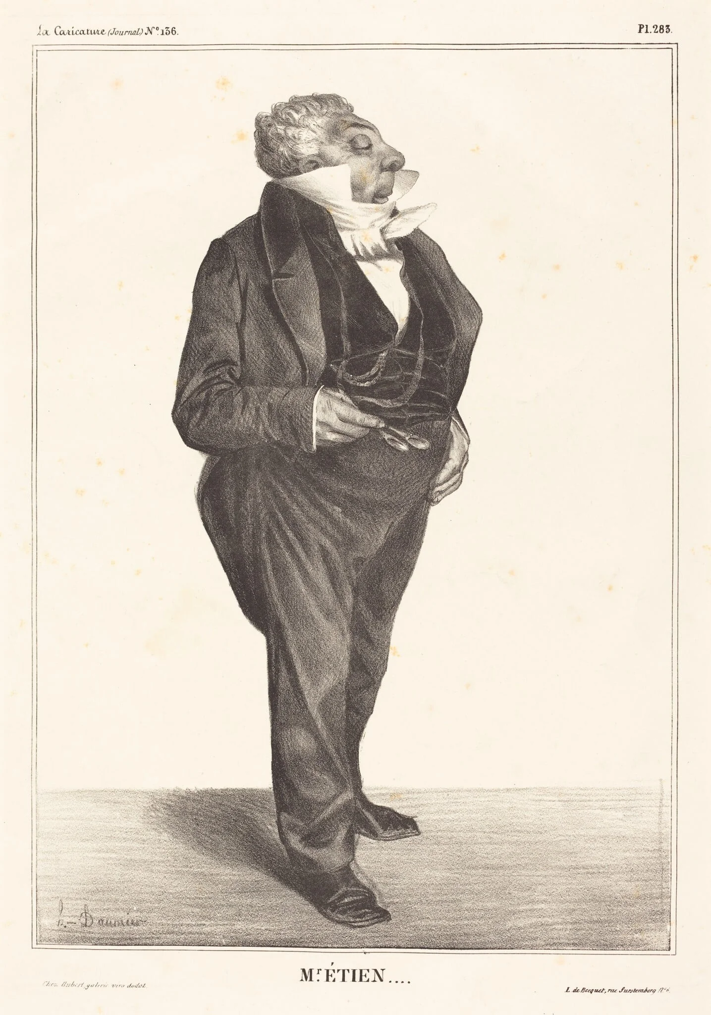 Charles Guillaume Étienne, by Honoré Daumier, ink, 1833