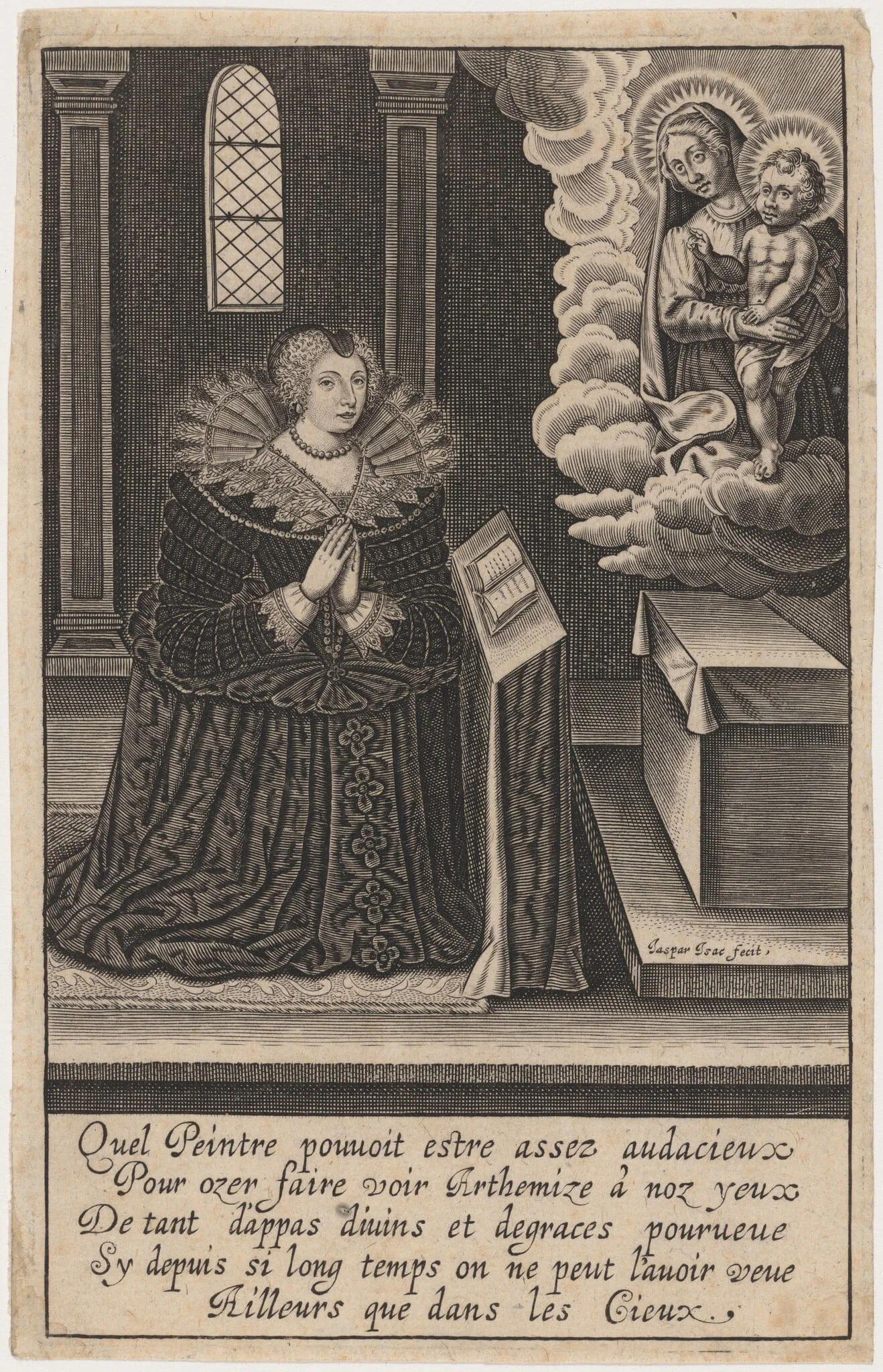 The Virgin Appearing to a Lady Penitent, by Jaspar Isacsz, ink, 1614