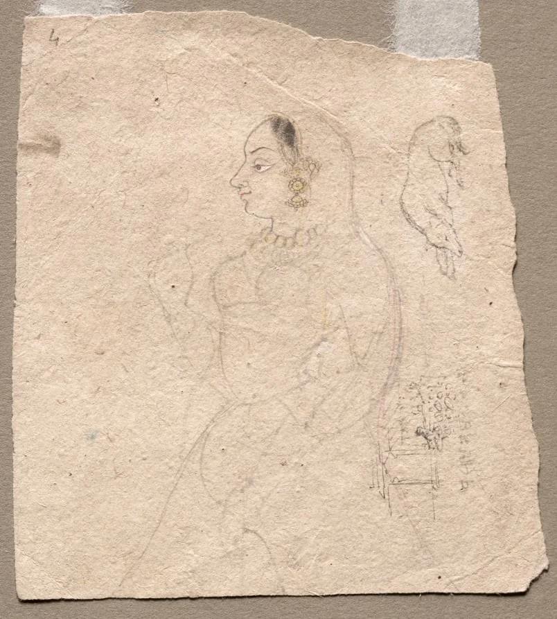 Sketch of  a Woman with an elephant and other animals on reverse, by Unknown, 1704