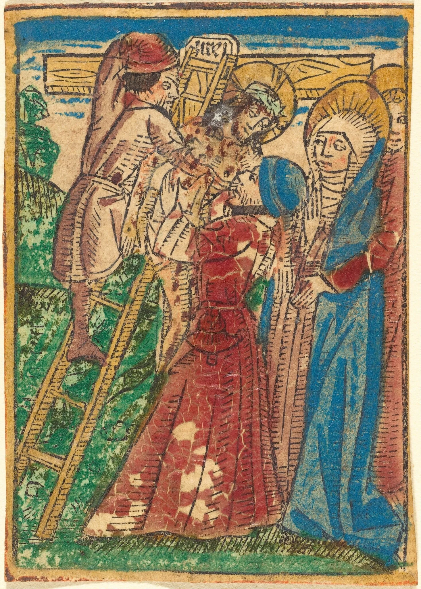 Descent from the Cross, by German 15th Century, ink, 1490