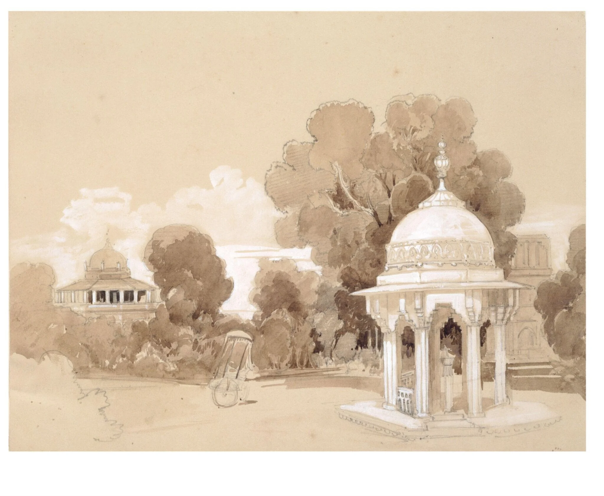 Album of topographical views in India, by Lady Charlotte Canning, watercolor, 1858