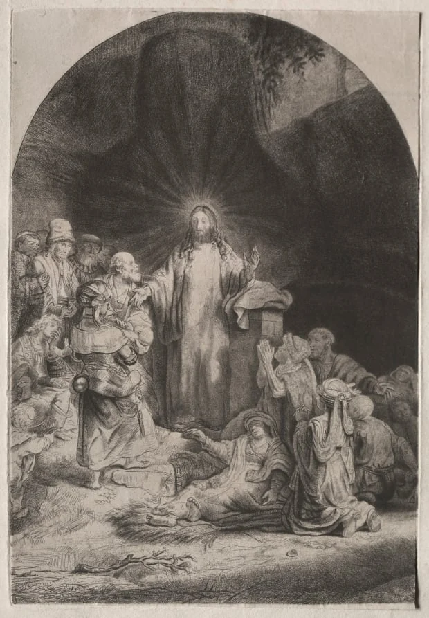 The Hundred Guilder Print, central section, by Rembrandt, 1649
