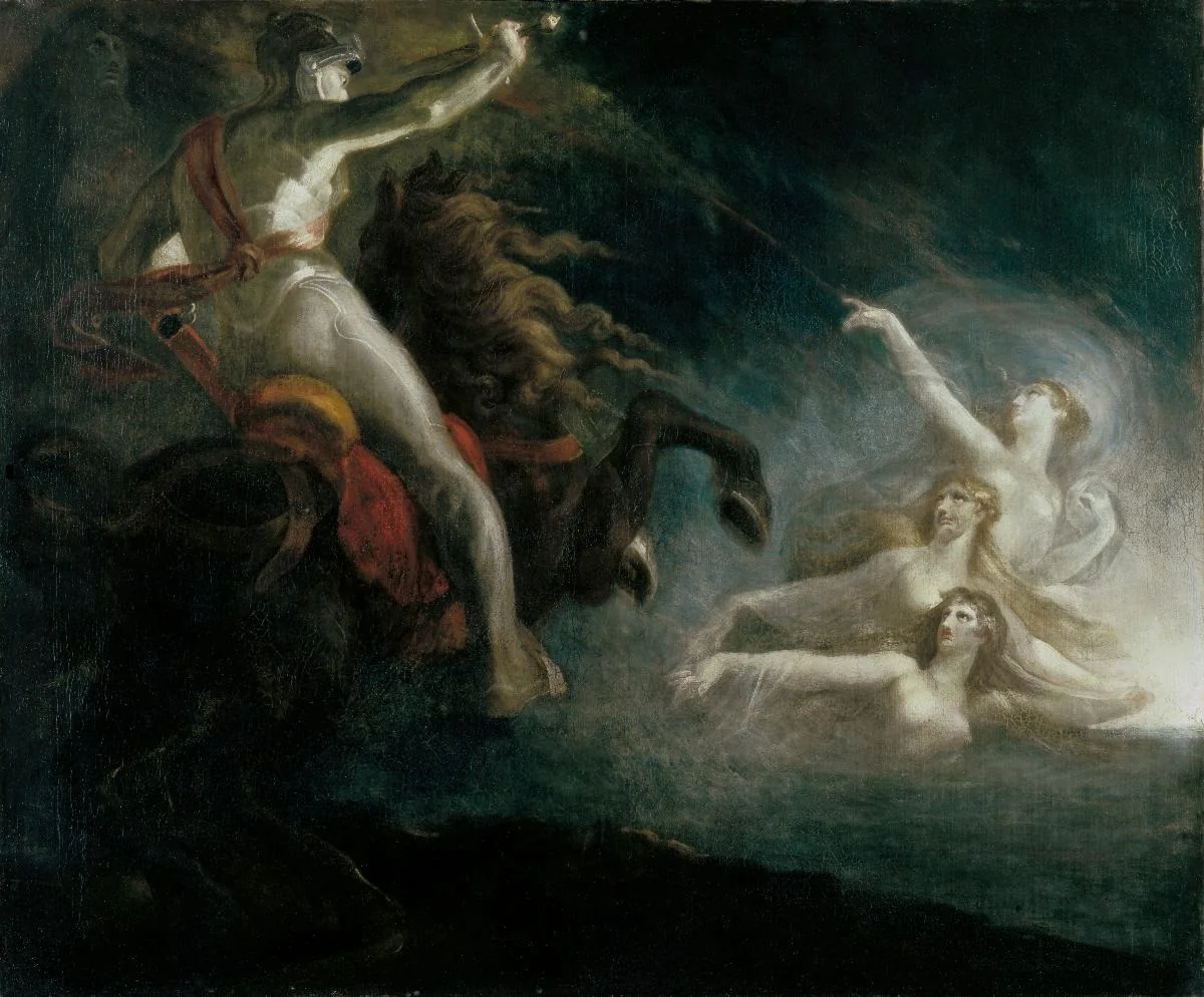 Die Donaunixen prophezeien Hagen den unglücklichen Ausgang von Gunthers Zug, by Henry Fuseli, oil, 1807