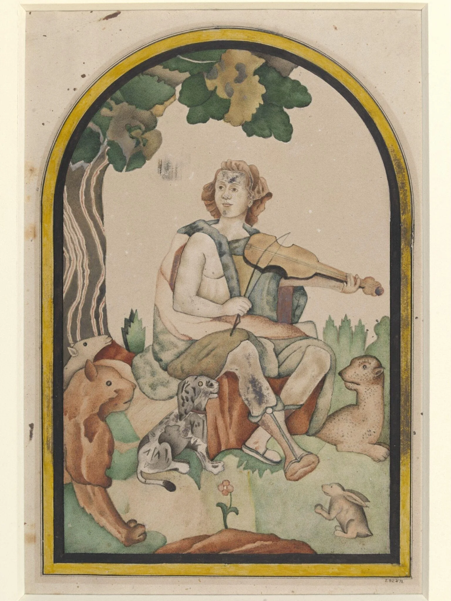 Orpheus panel from the Diwan-i Am, Delhi Fort, by Unknown, paint, 1845
