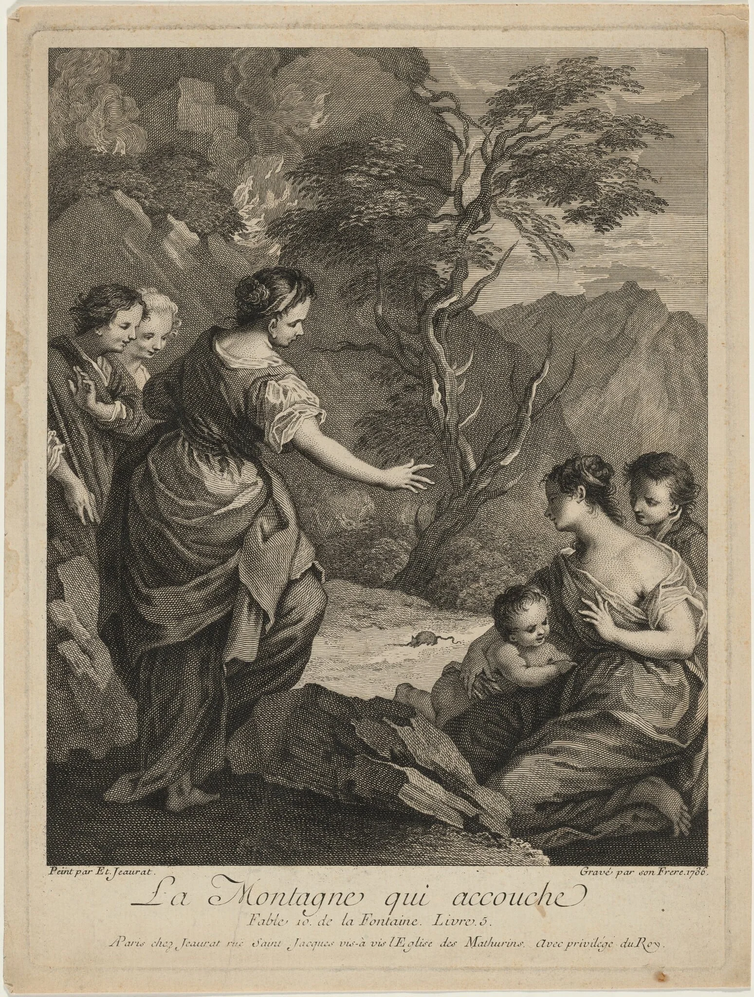 La Montagne qui accouche (The Mountain Giving Birth), by Edme Jeaurat, ink, 1736