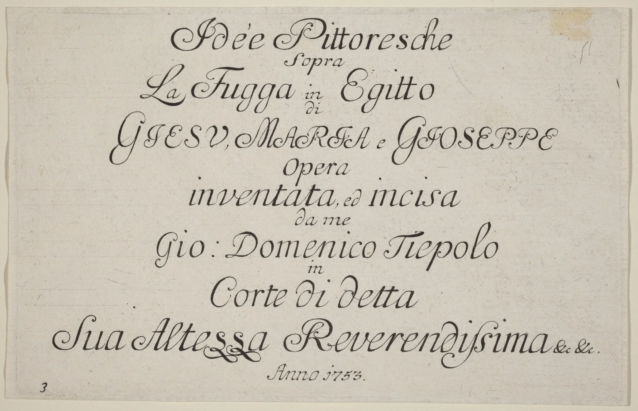 Title Page, by Giovanni Domenico Tiepolo, ink, 1753