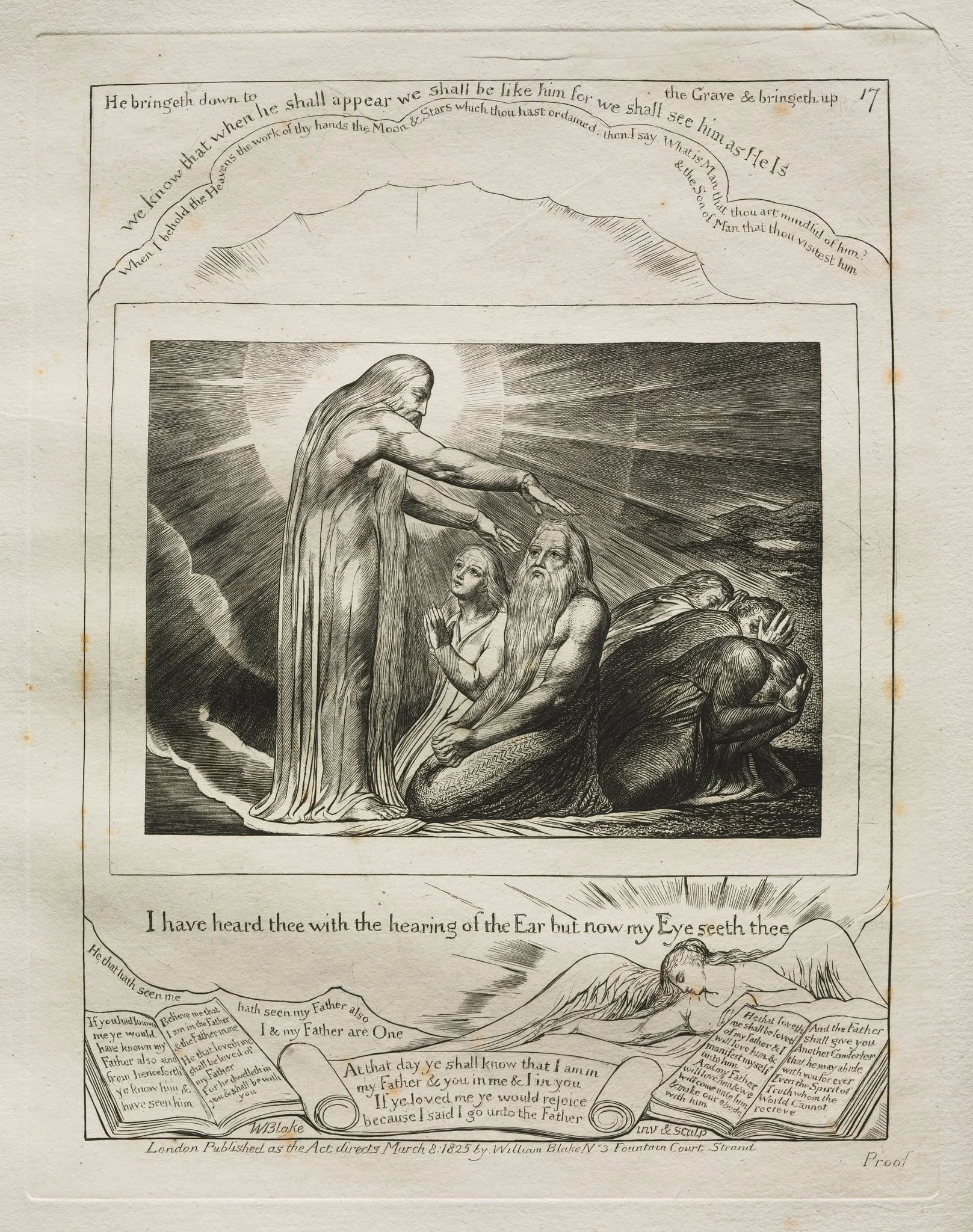 The Book of Job:  Pl. 17, I have heard thee with the hearing of the Ear but now my Eye seeth thee, by William Blake, 1825