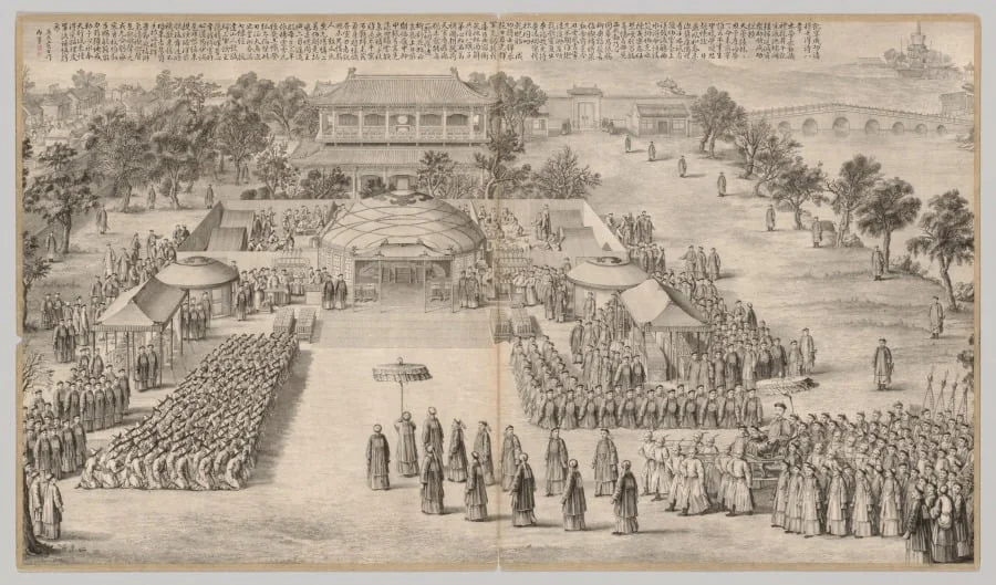 The Victory Banquet: from Battle Scenes of the Quelling of Rebellions in the Western Regions, with Imperial Poems, by Unknown, 1770