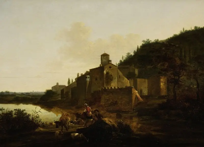 Italian landscape with a Monastery