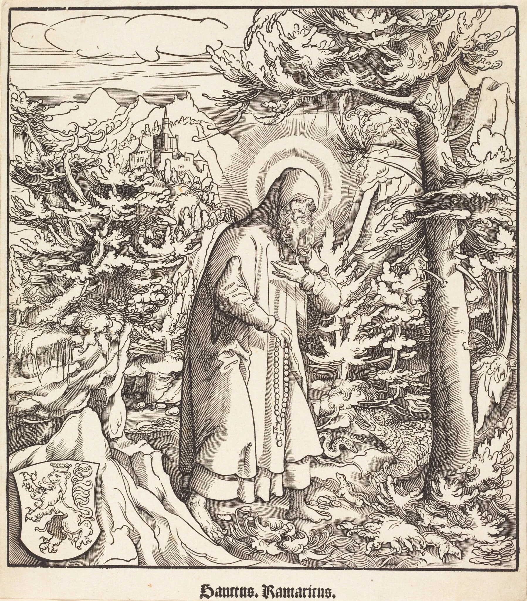 Saint Ramaricus, by Leonhard Beck, ink, 1517