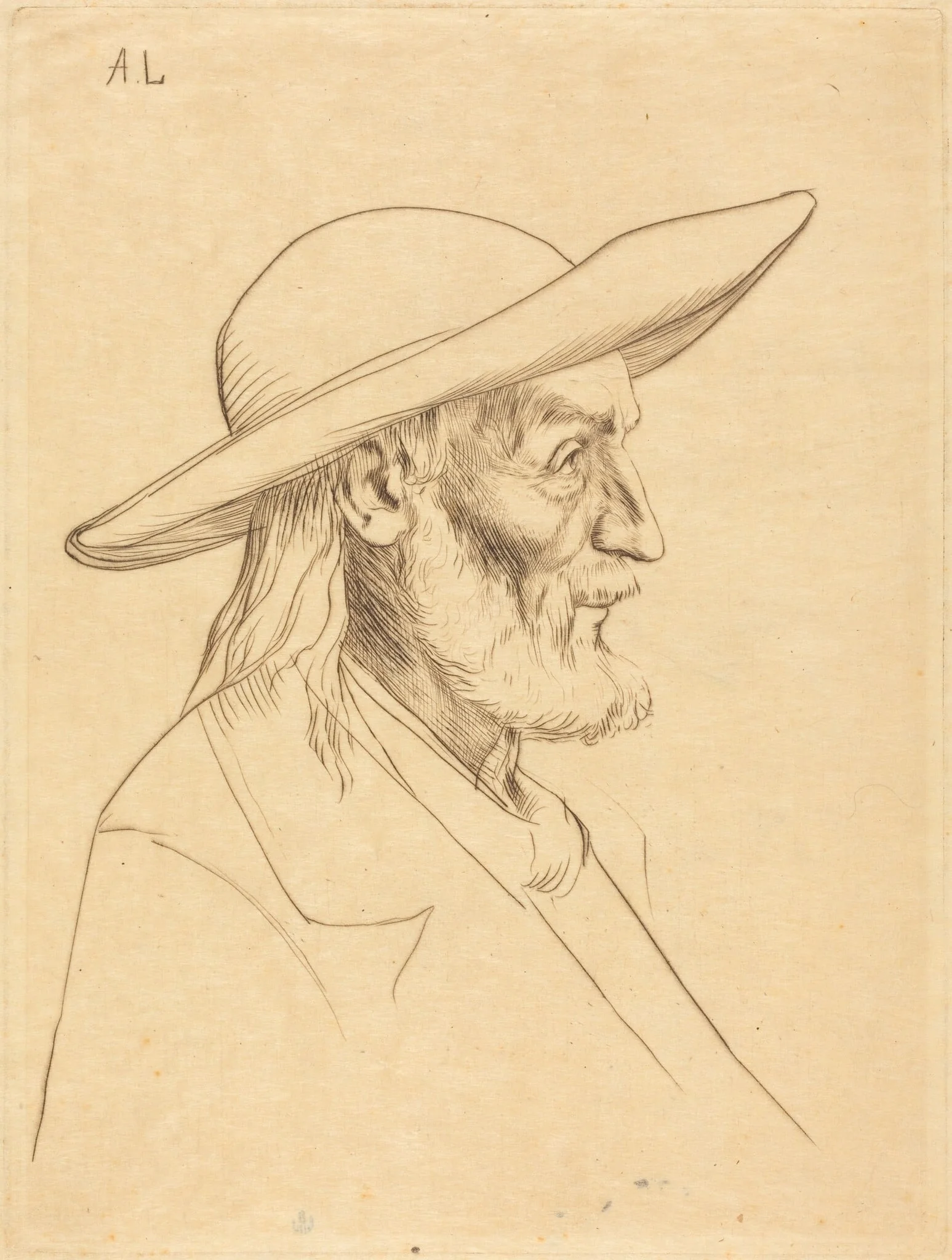 Breton Peasant (Paysan breton), by Alphonse Legros, ink, 1874