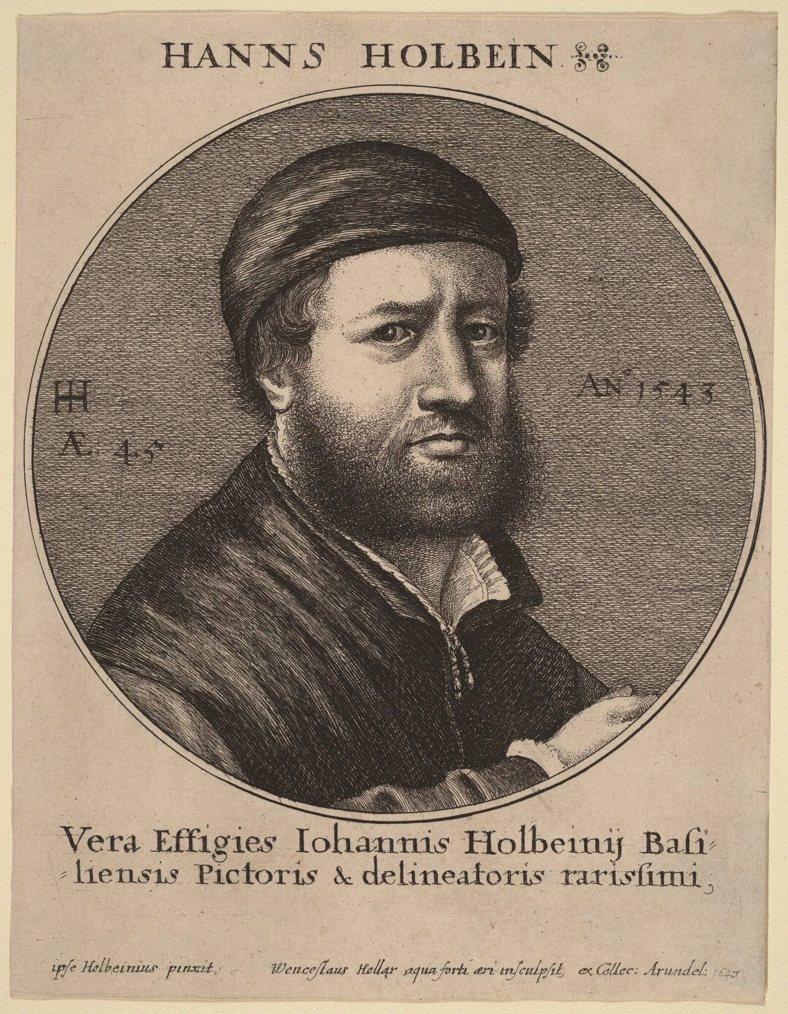 Hans Holbein the Younger, by Wenceslaus Hollar, ink, 1647