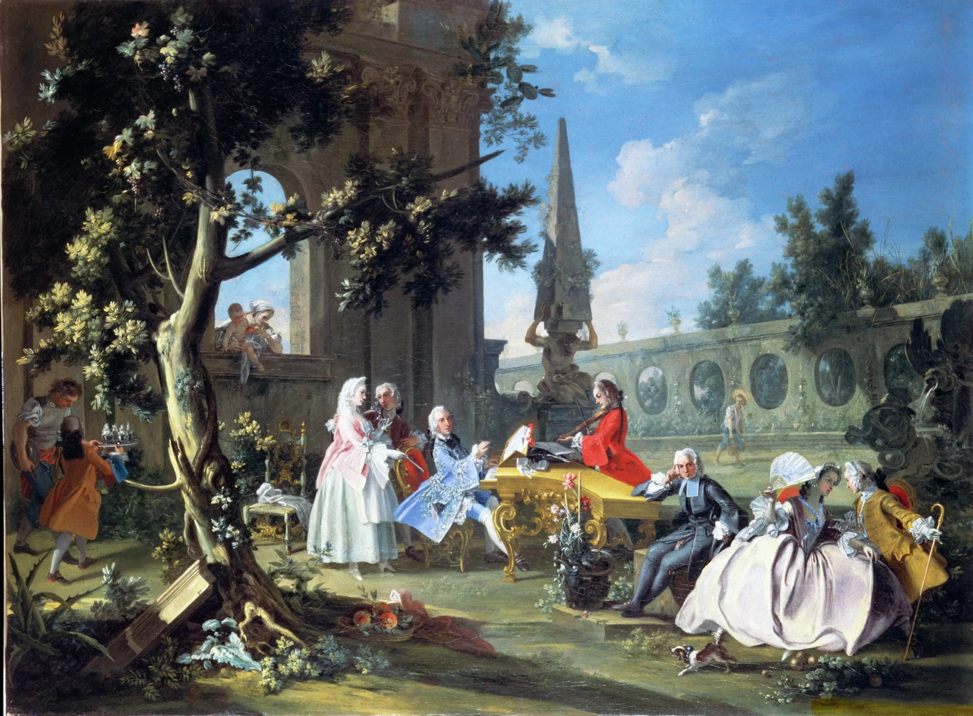 Concert in a Garden, by Filippo Falciatore, oil, 1750
