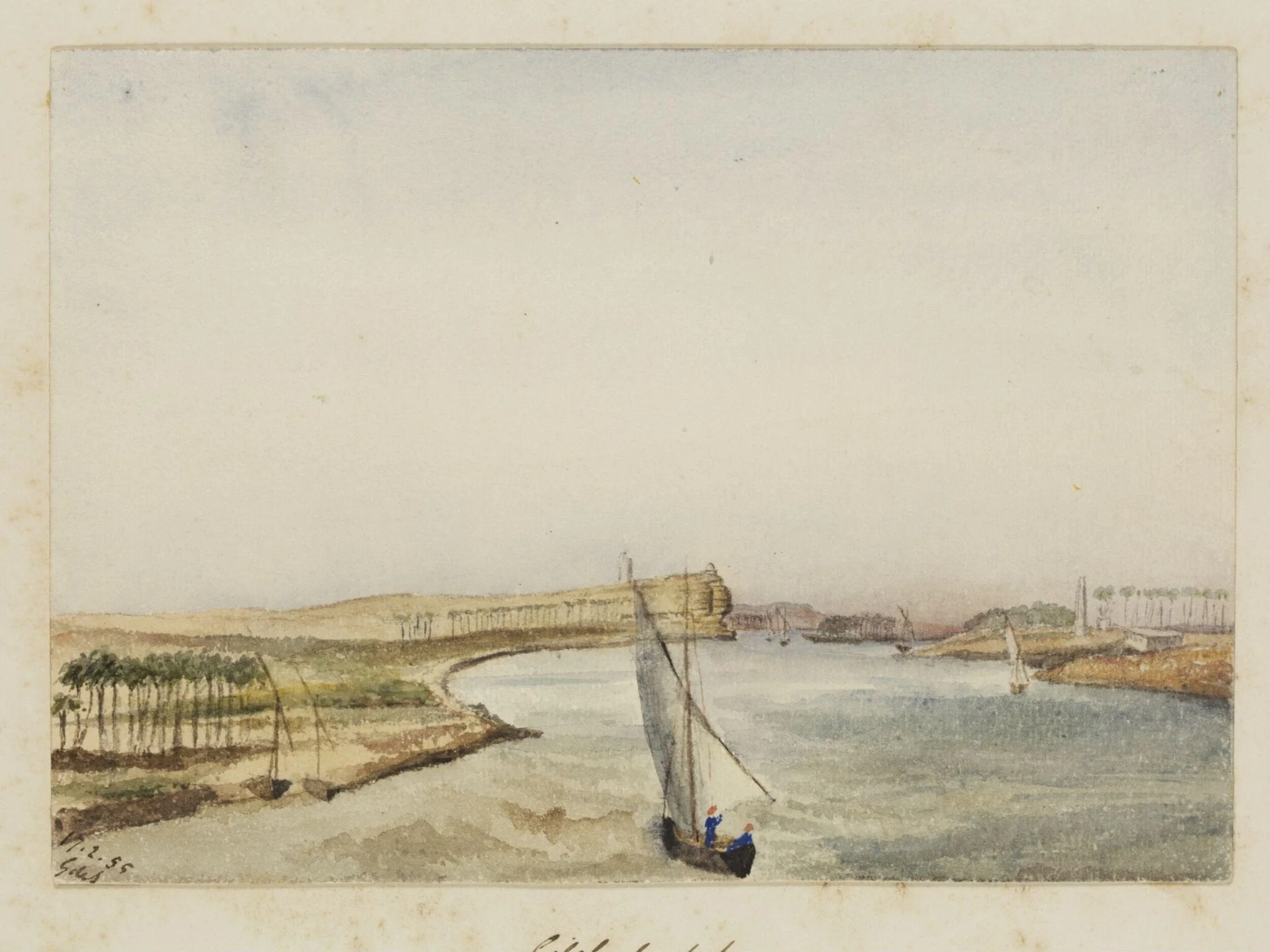 `Gibel-el-dab', by George de Sausmarez, watercolor, 1855